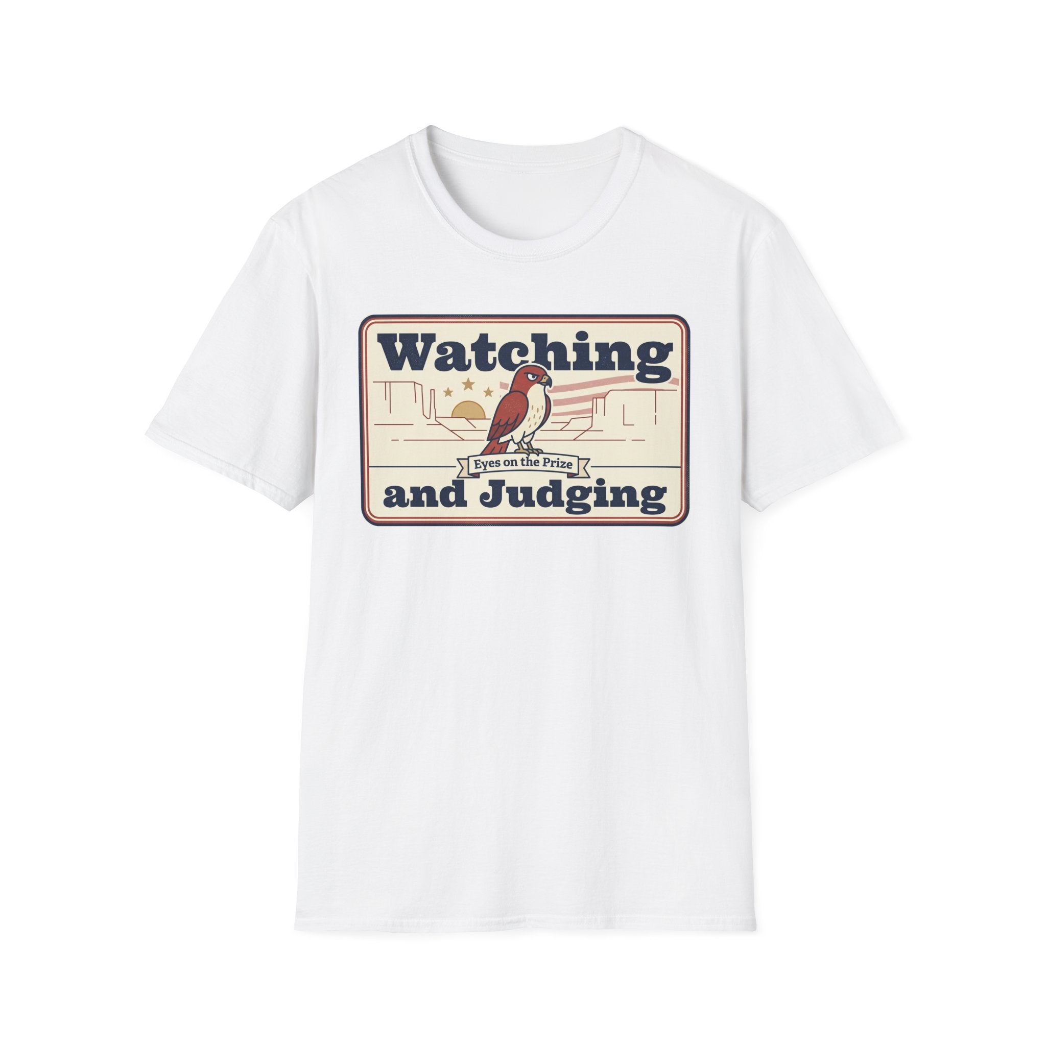 Watching and Judging T-Shirt | Vintage Bird Illustration, Desert Scene