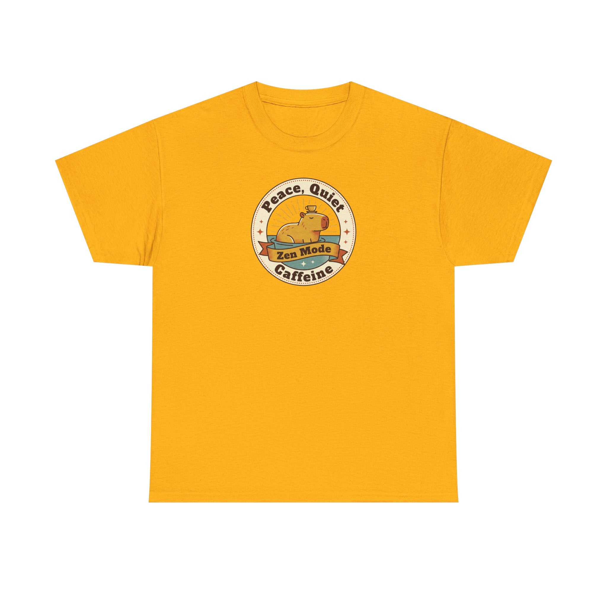 Peace Quiet Caffeine T-Shirt | Funny Zen Mode Capybara Graphic Tee