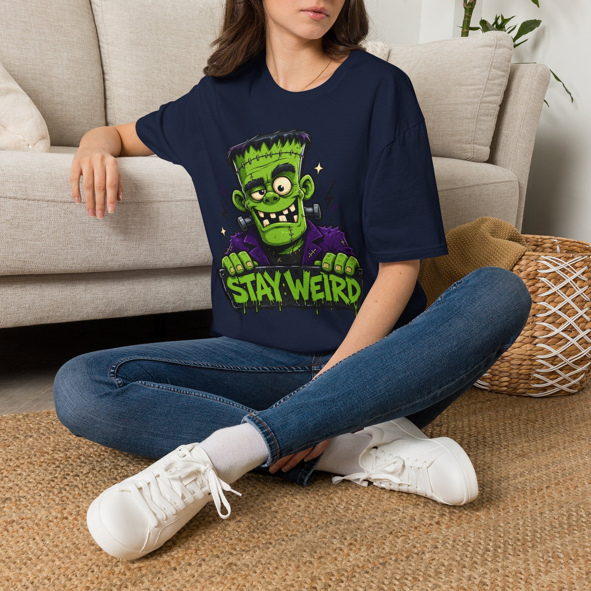 Stay Weird Frankenstein T-Shirt | Halloween Monster Graphic Tee | Spooky Cartoon Tee | Funny Monster Shirt | Halloween Gift