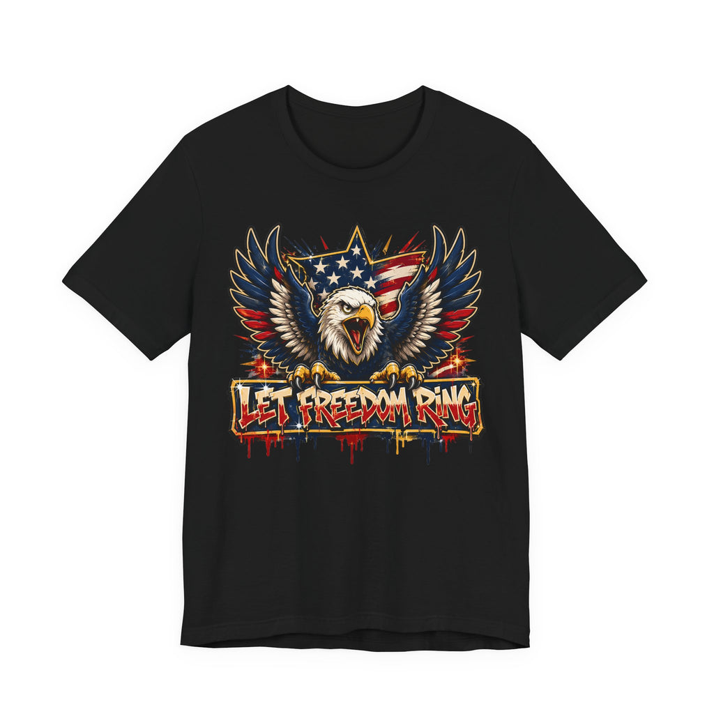 Let Freedom Ring Bald Eagle T-Shirt | 4th of July Patriotic American Flag Graphic Tee