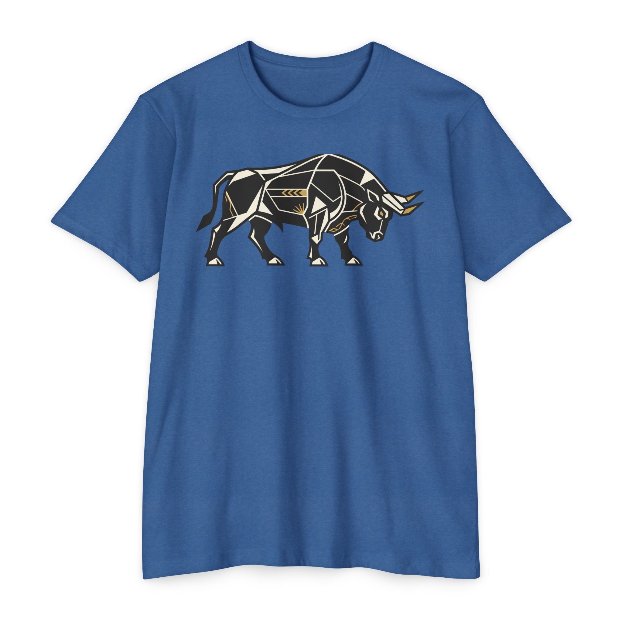 Bull T-Shirt Geometric Illustration Charging Bull Graphic Tee Animal Lover Gift Streetwear Unisex