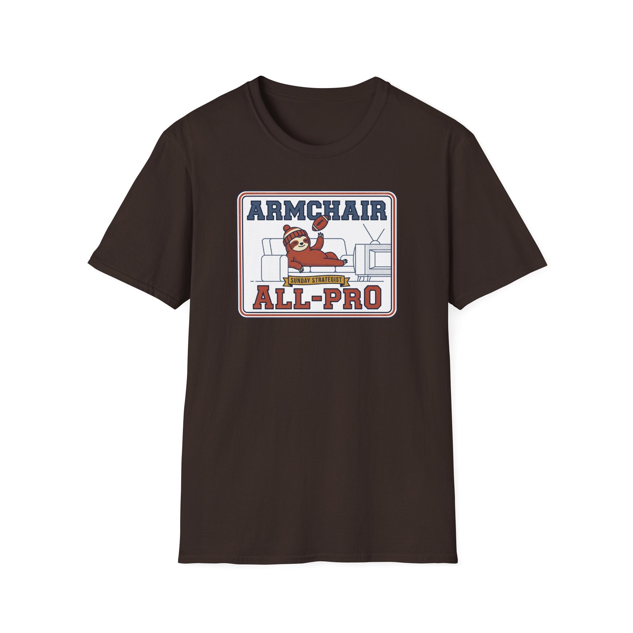 Funny Sloth Football T-Shirt | Lazy Game Day Couch Fan Tee