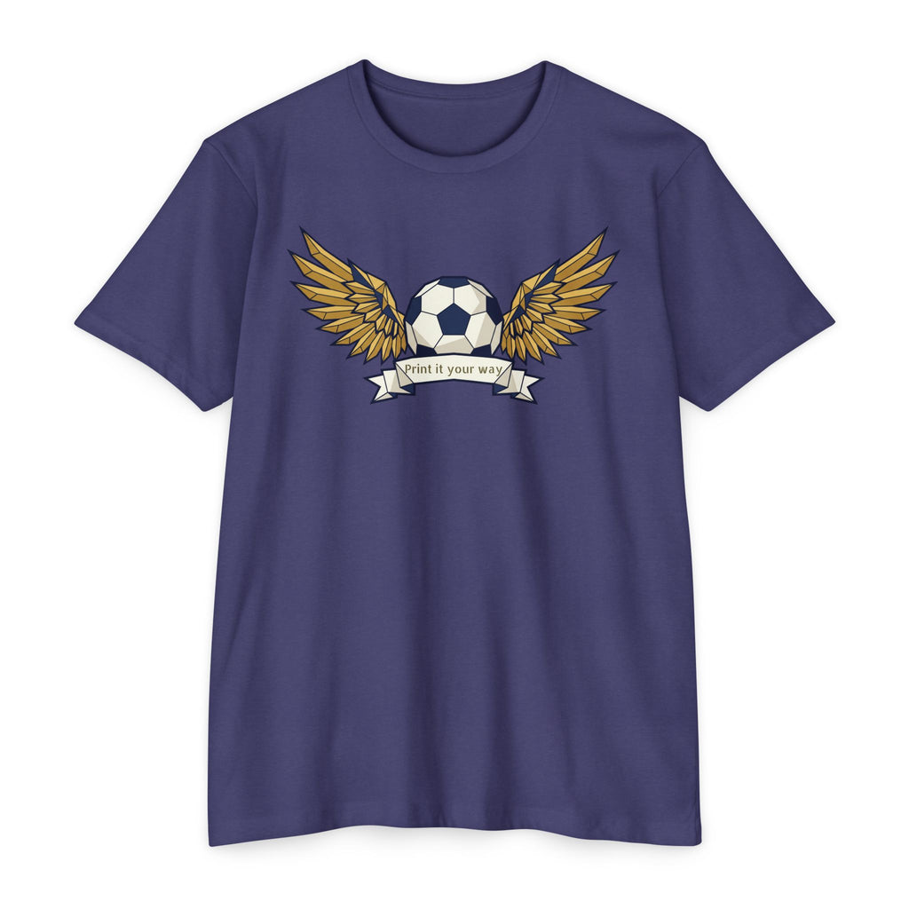 Custom Soccer T-Shirt Personalized Winged Soccer Ball Banner Tee Add Your Name or Team Gift Unisex