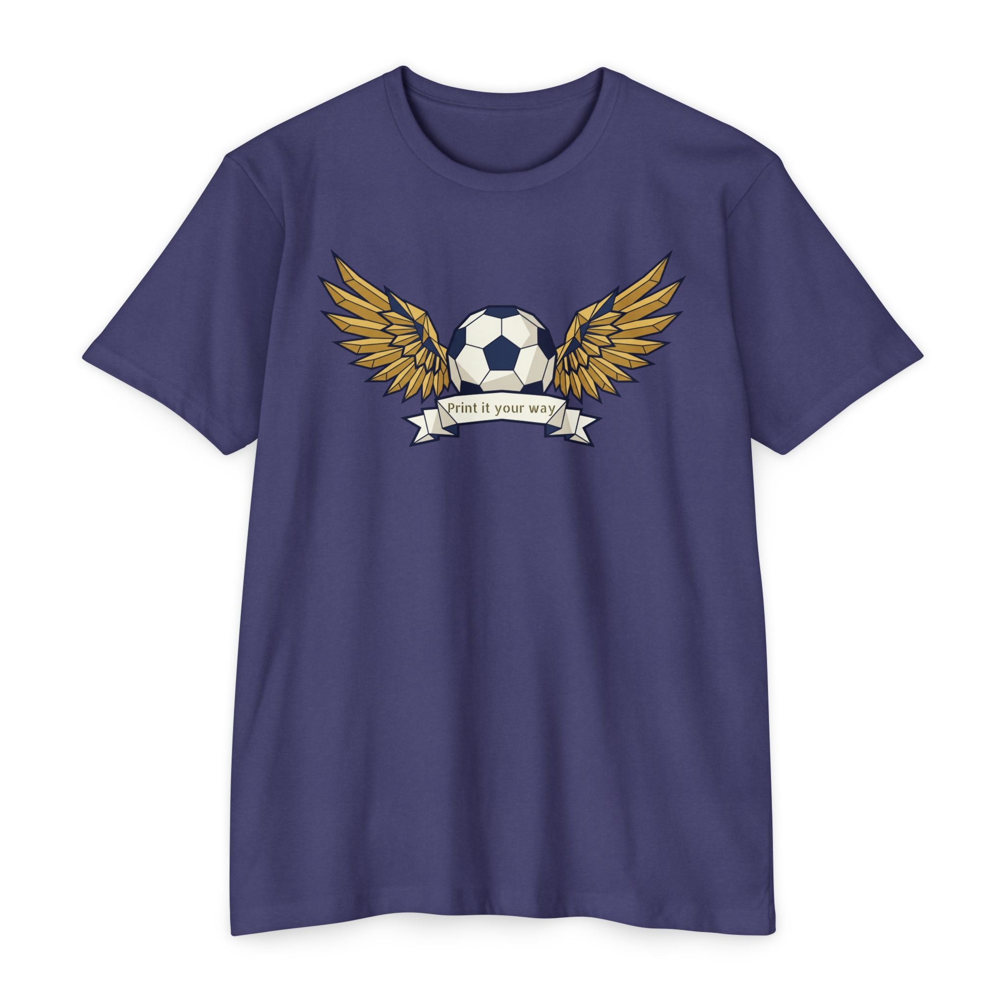 Custom Soccer T-Shirt Personalized Winged Soccer Ball Banner Tee Add Your Name or Team Gift Unisex