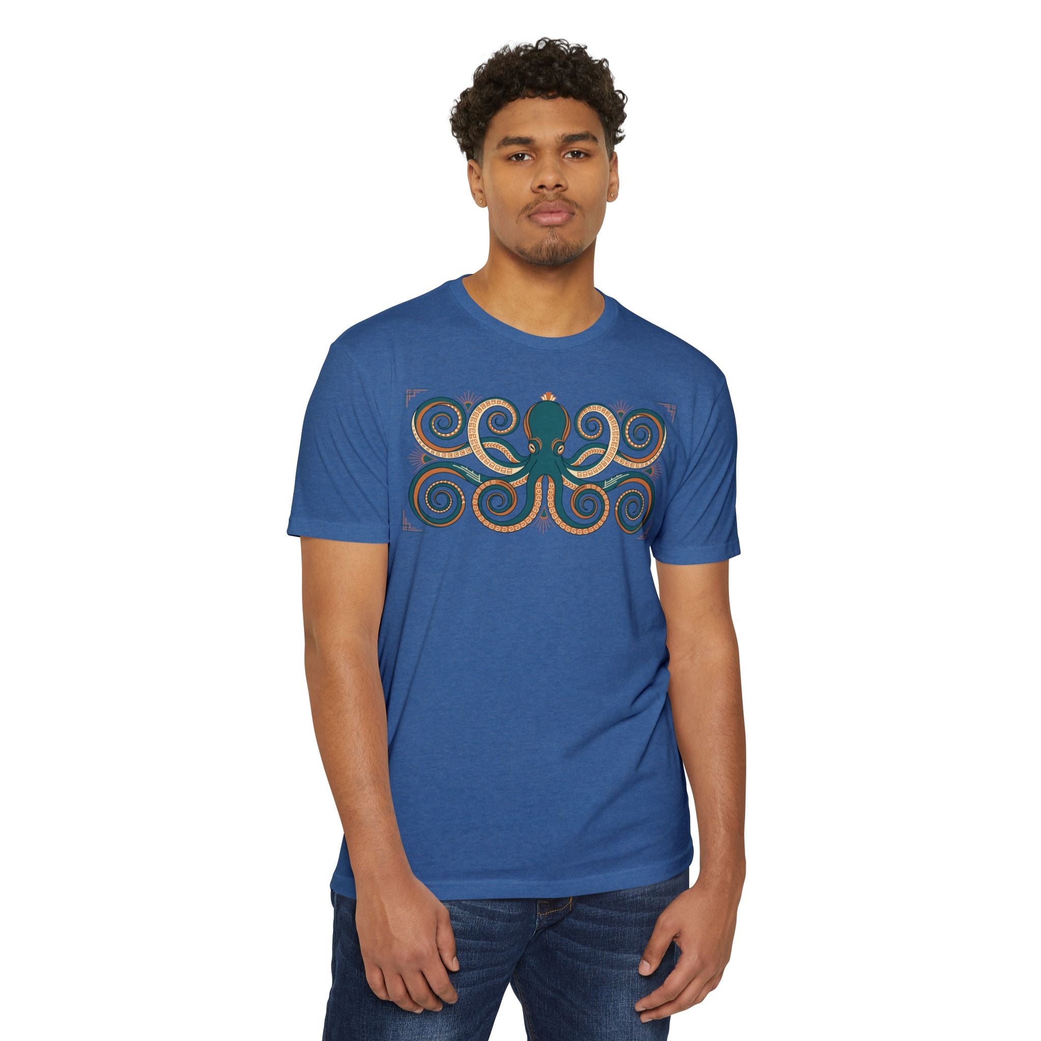 Octopus T-Shirt Teal Swirl Nautical Sea Creature Graphic Tee Ocean Lover Gift Unisex