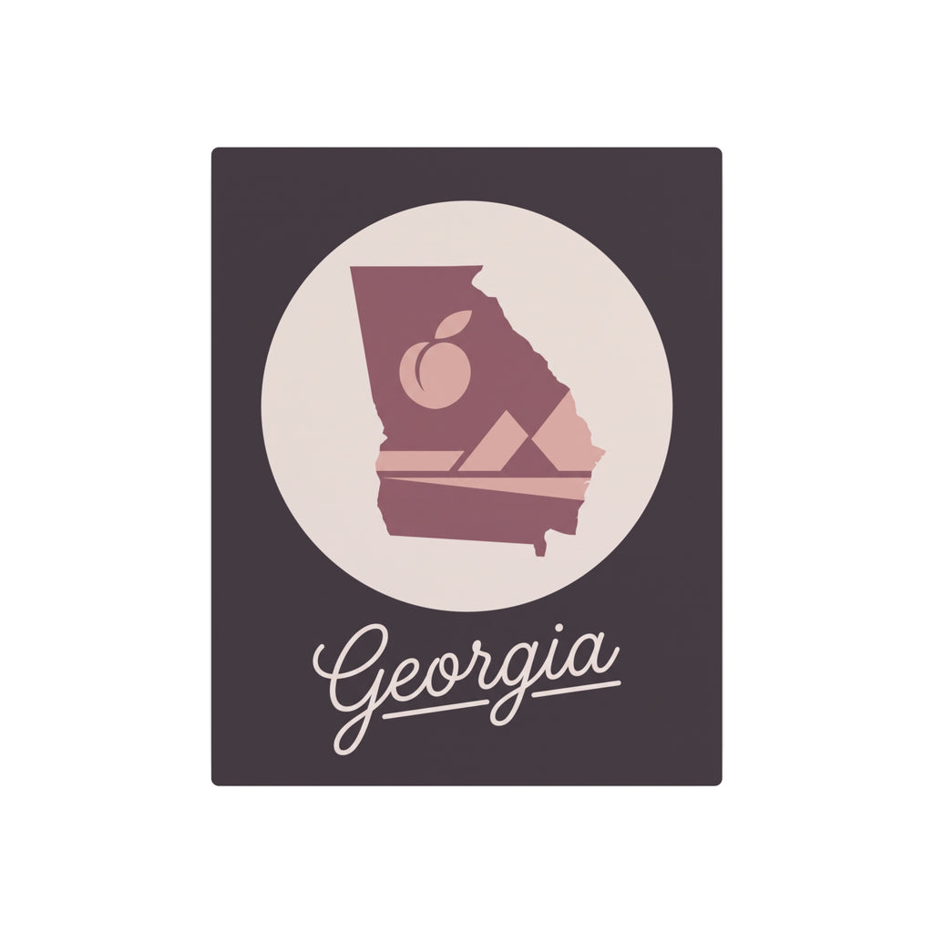 Square metal wall art with Georgia medallion silhouette and cursive “Georgia” script, dark