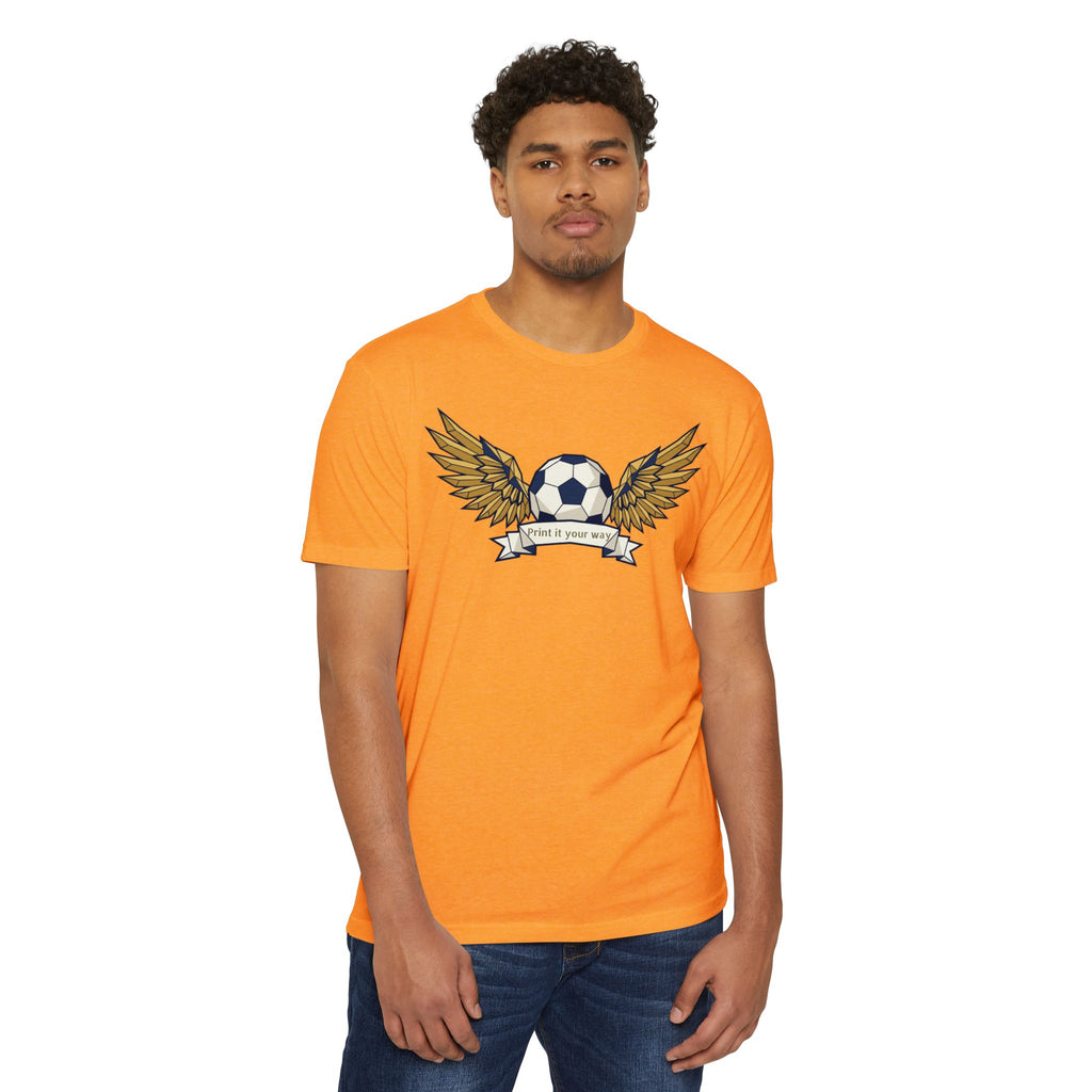 Custom Soccer T-Shirt Personalized Winged Soccer Ball Banner Tee Add Your Name or Team Gift Unisex