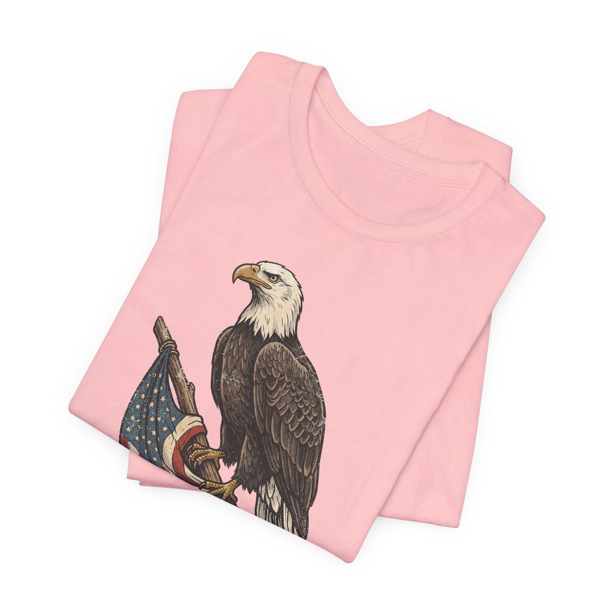 Bald Eagle American Flag T-Shirt | Patriotic USA Stars Stripes Vintage Eagle Graphic Tee Gift