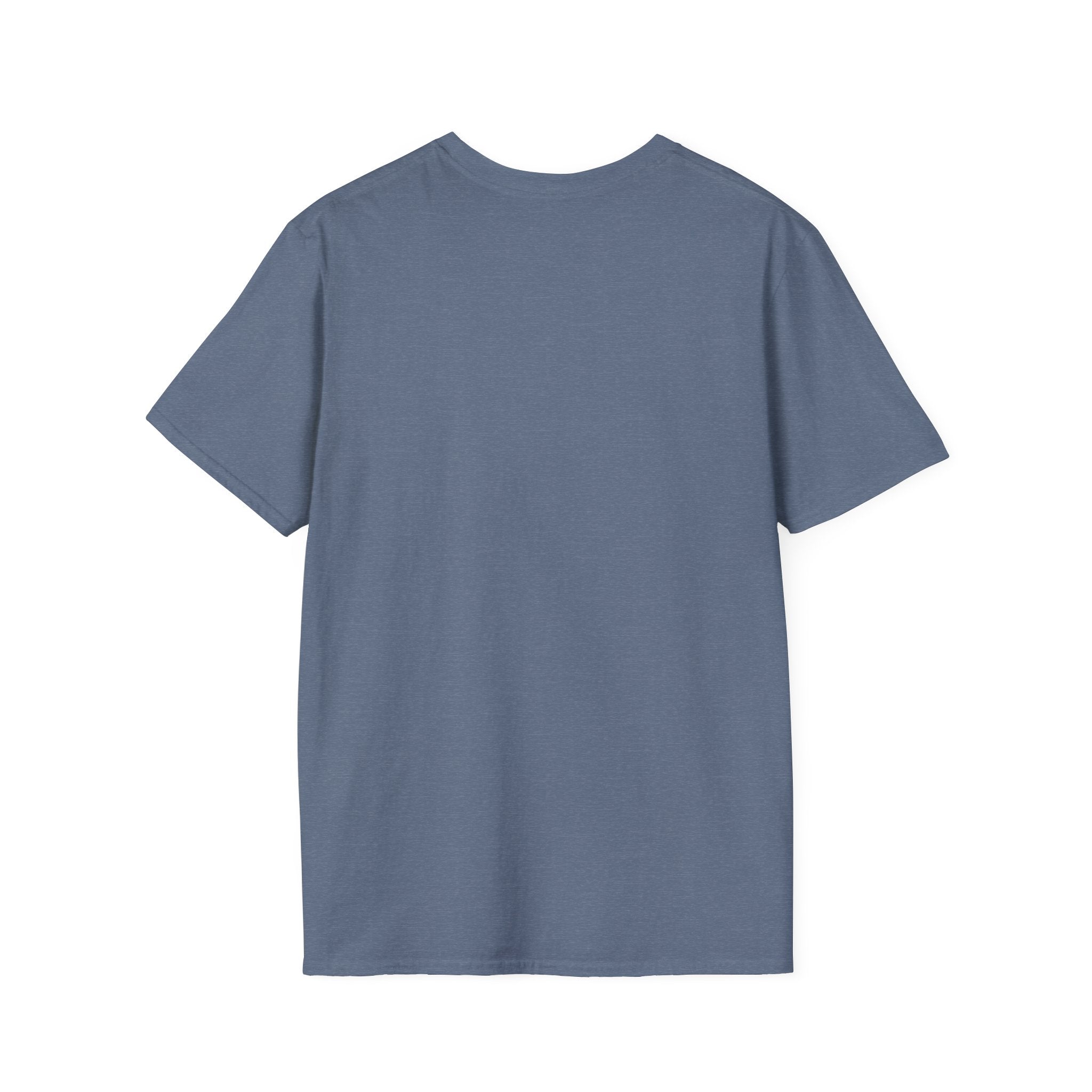 Blue t-shirt with crew neck, plain front without any print