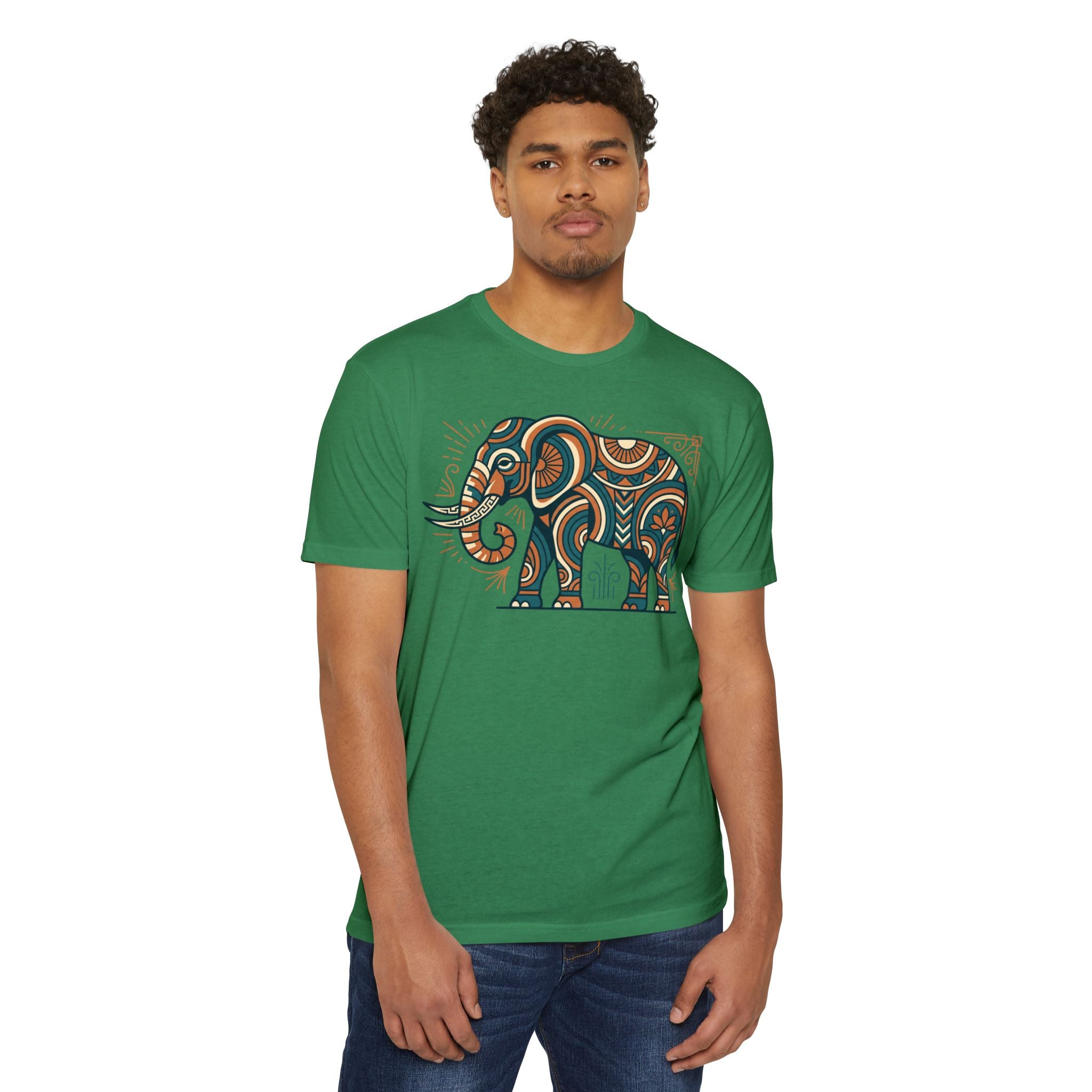 Elephant T-Shirt Boho Tribal Paisley Pattern Graphic Tee Elephant Lover Gift Nature Art Tee