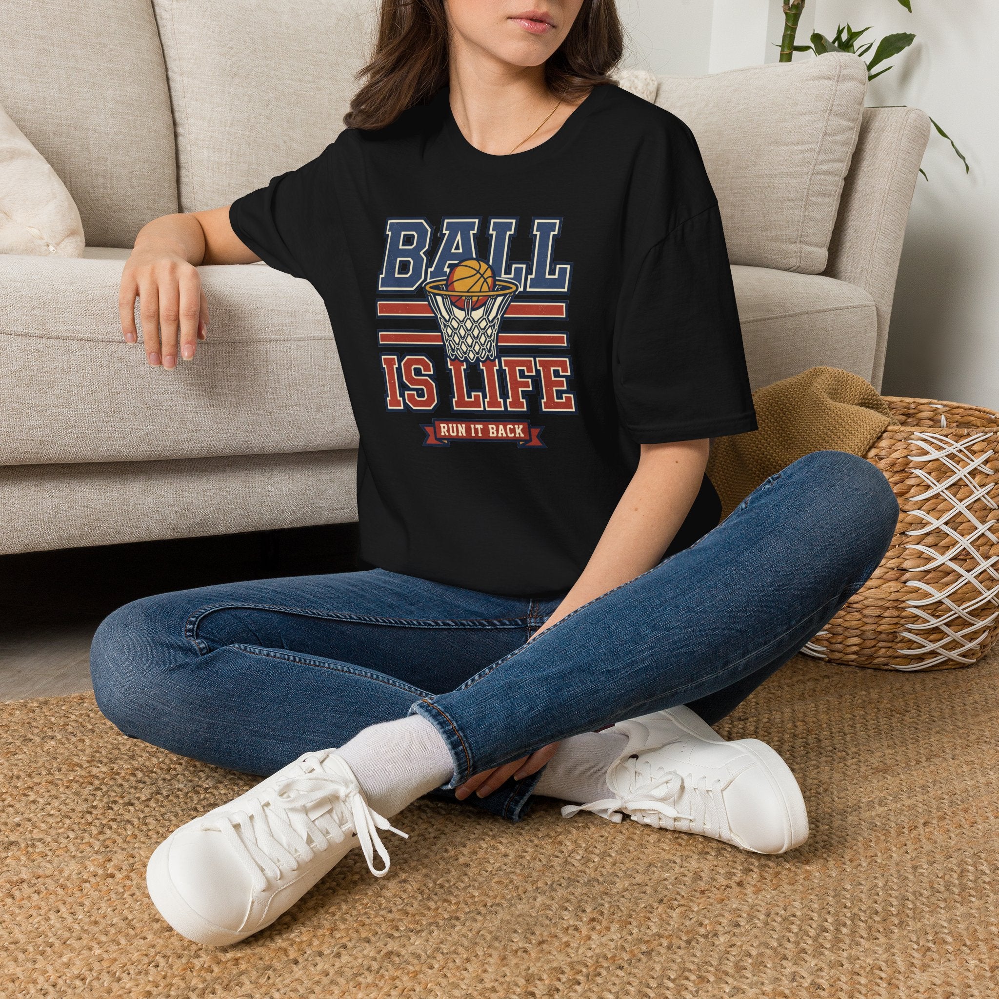 Basketball T-Shirt | Ball Is Life Retro Hoops Graphic Tee