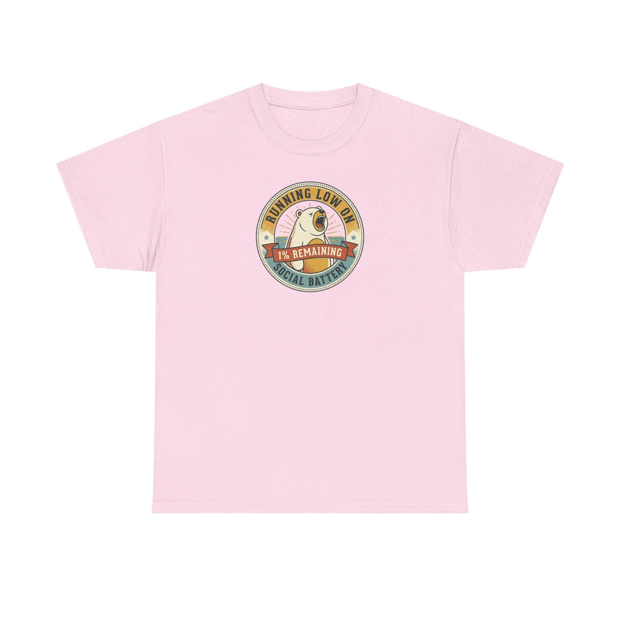 Running Low on Social Battery T-Shirt | Funny Introvert Bear Graphic Tee