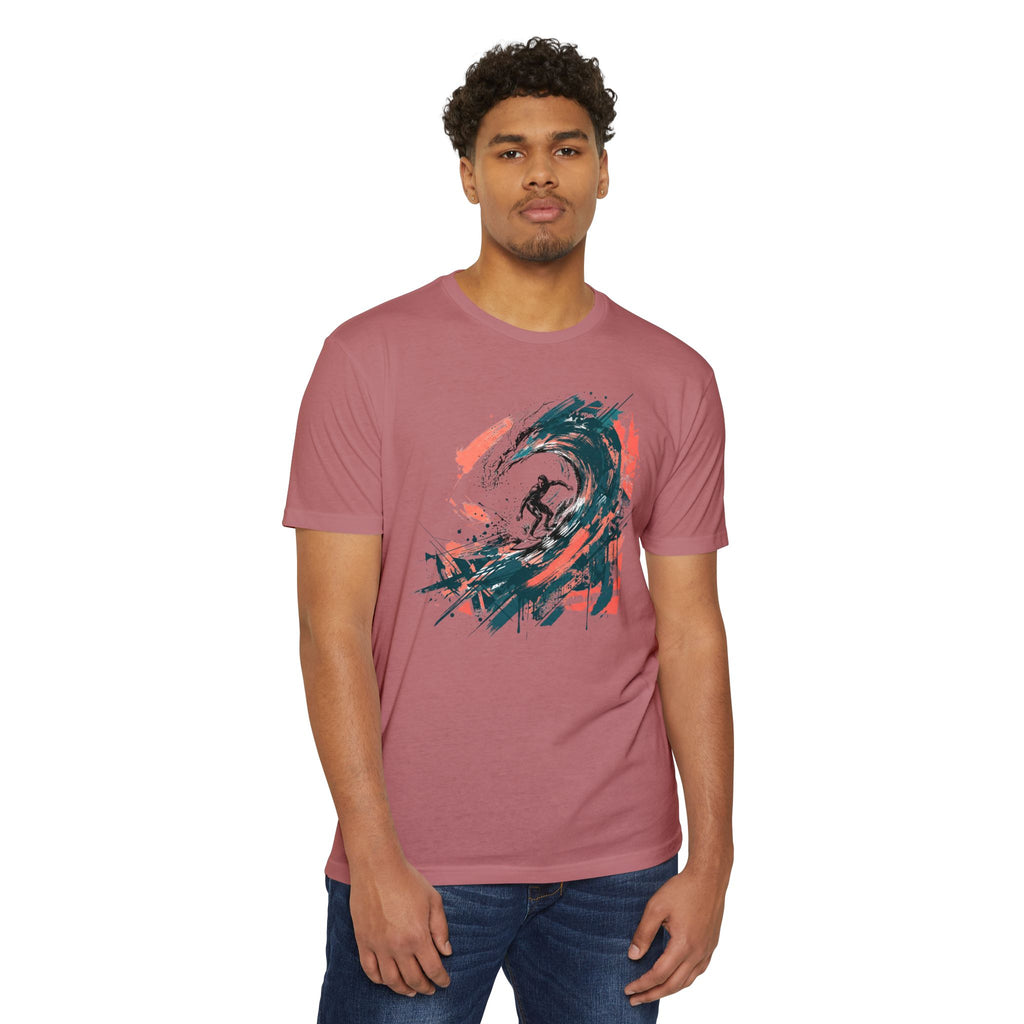 Surfer T-Shirt Wave Paintbrush Art Abstract Ocean Surf Graphic Tee Surfer Gift Beach Lover Unisex