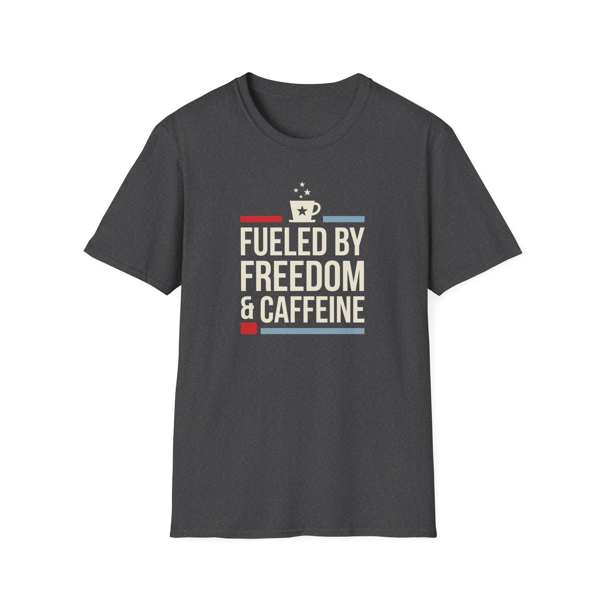 Fueled by Freedom & Caffeine T-Shirt | Patriotic Coffee Tee | Veteran Gift | Dark Colors | Americana