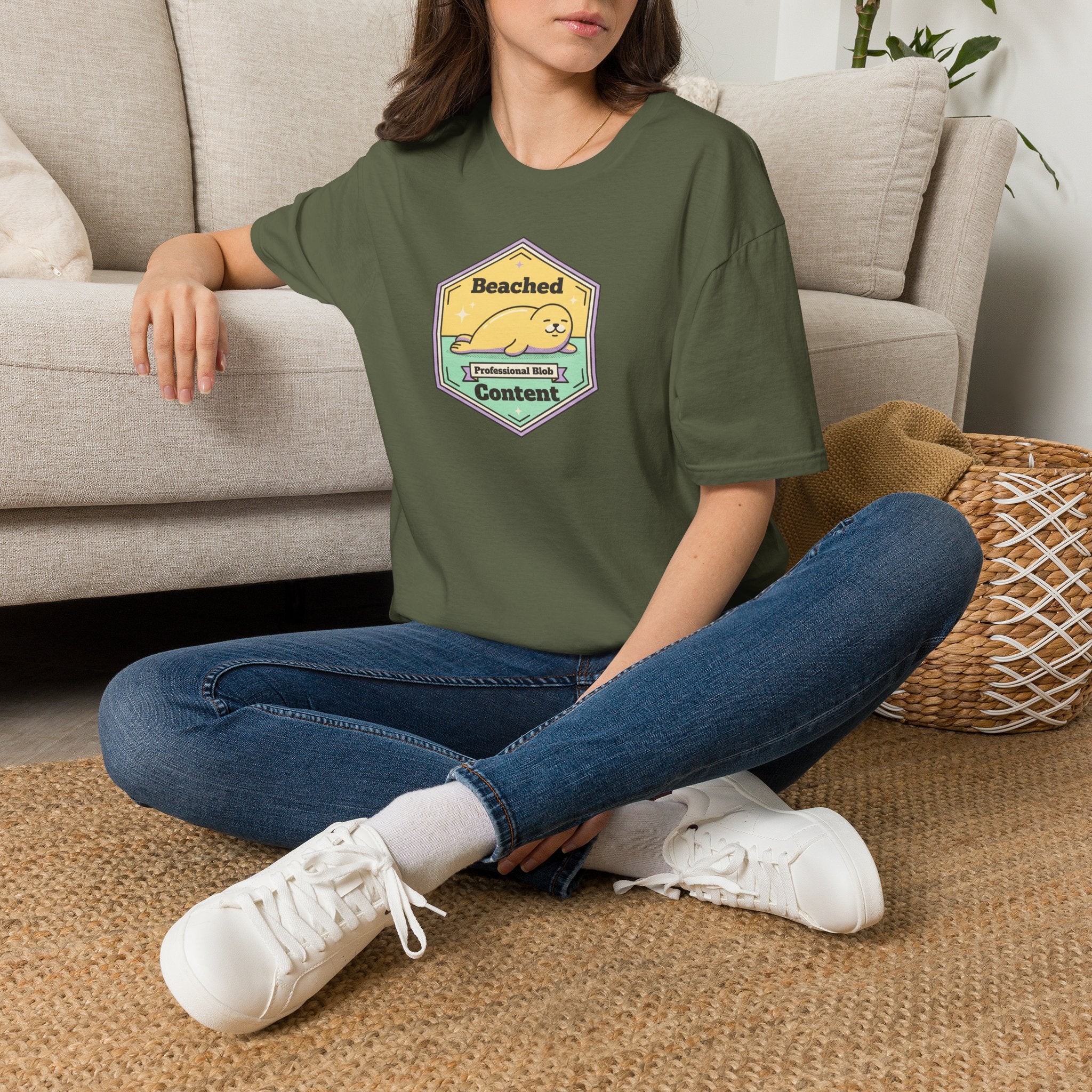 Beached Content seal badge T-Shirt | Cute beach seal design