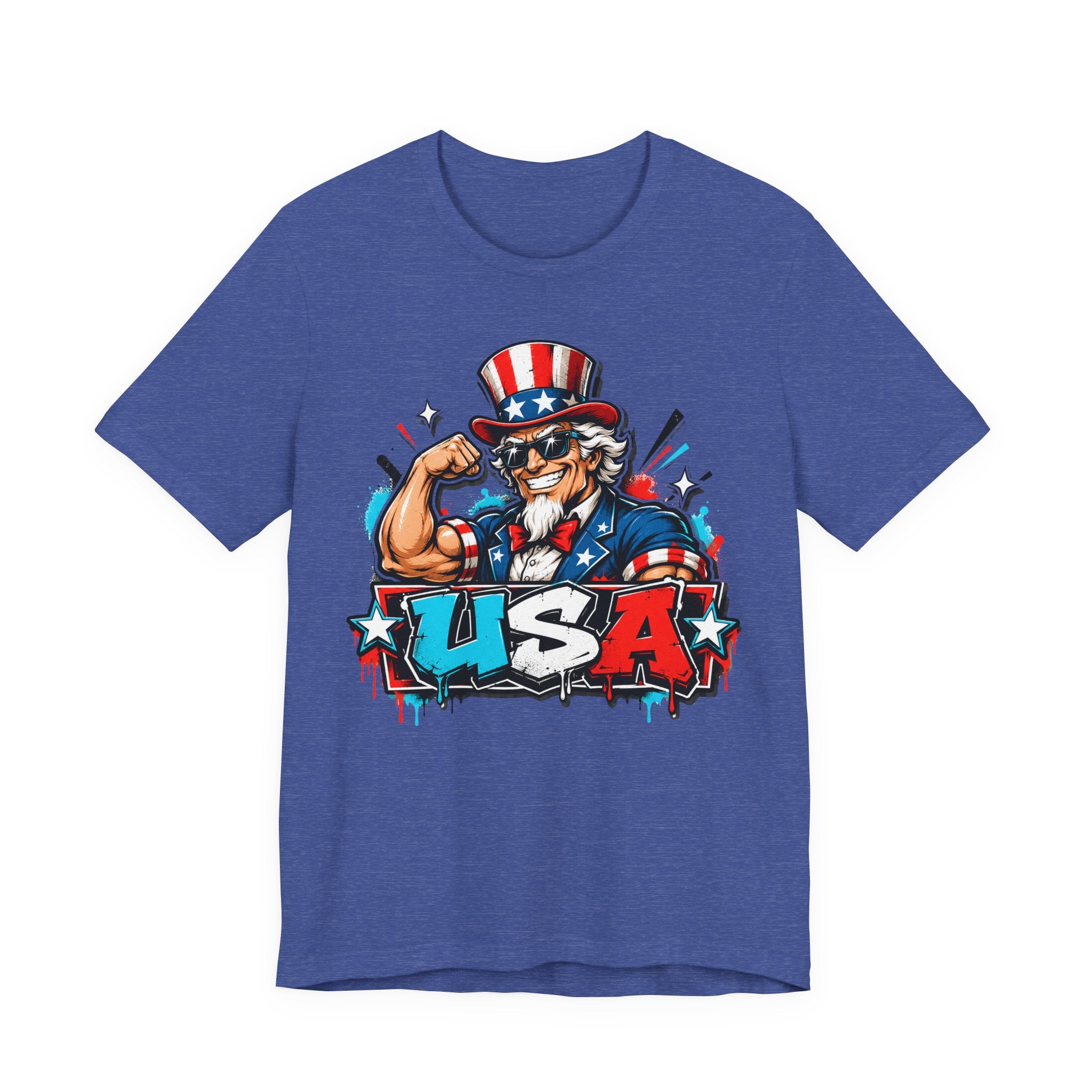 Patriotic Uncle Sam Muscle USA T-Shirt | 4th of July American Flag Graphic Tee