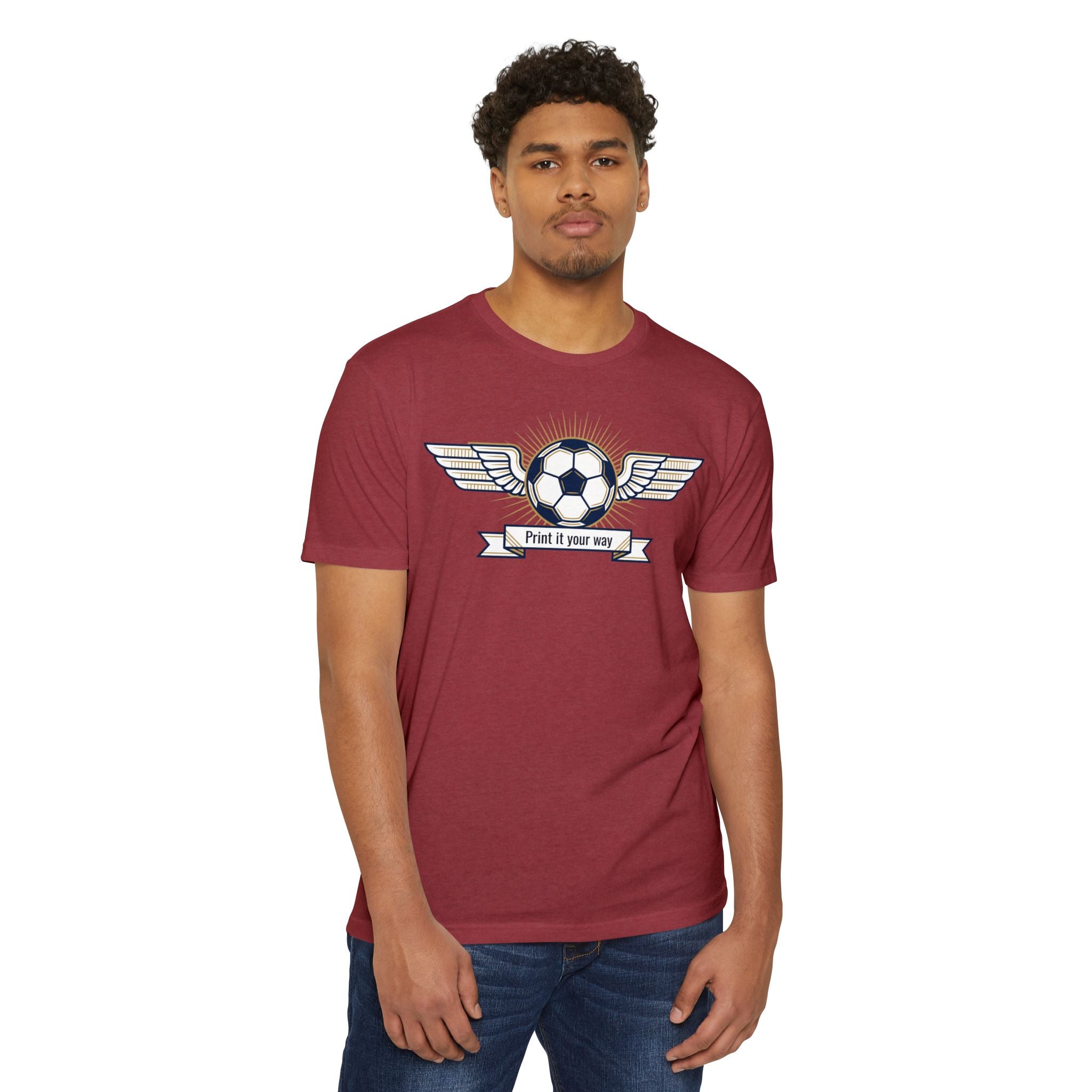 Custom Vintage Soccer T-Shirt Personalized Winged Soccer Emblem Tee Add Your Name or Team Soccer Gift