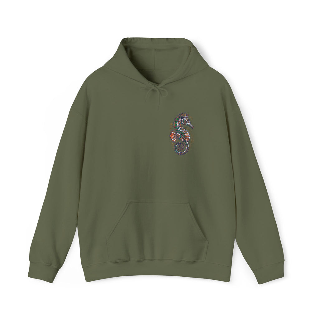 Floral Seahorse Hoodie | Botanical Ocean Art Sweatshirt, Unisex Sea Life Gift, Nautical Nature Pullover