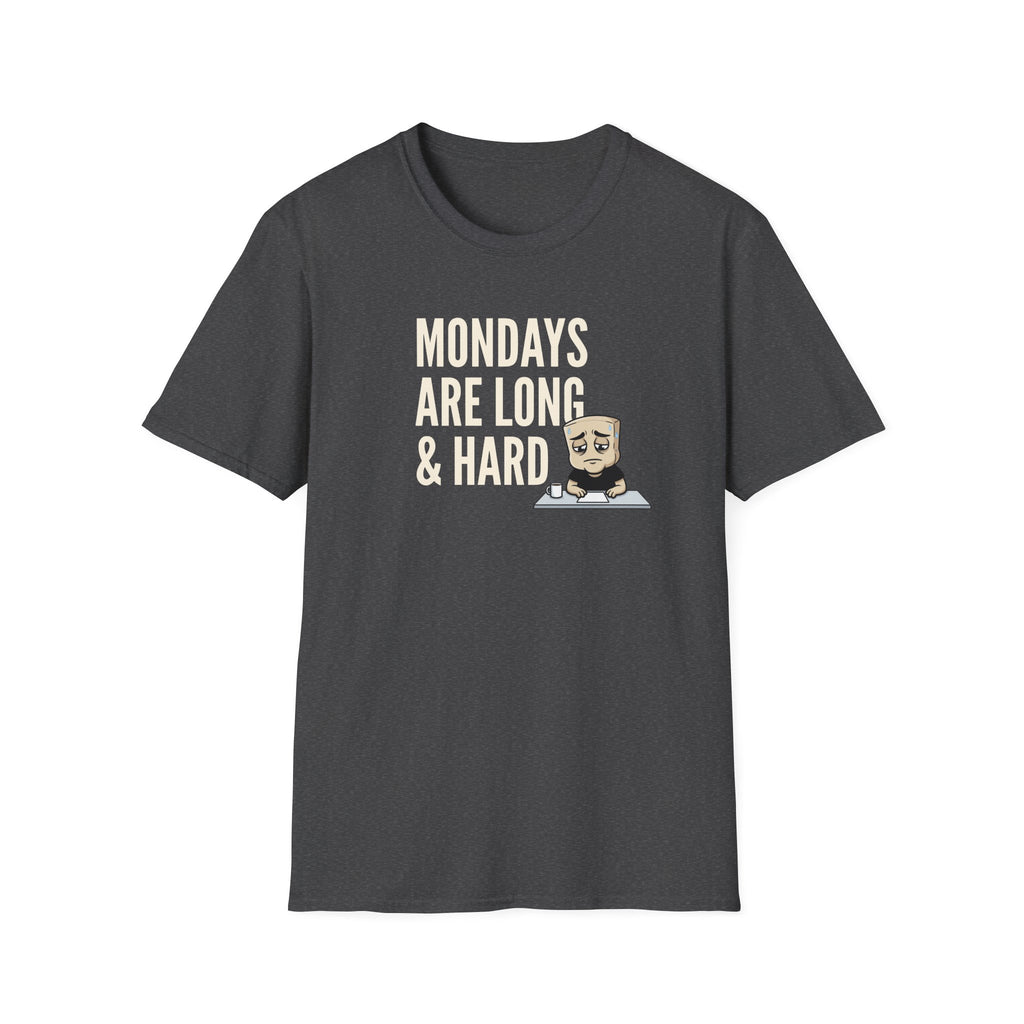 Mondays Are Long & Hard T-Shirt, Funny Coffee Lover Tee, Sarcastic Monday Mood Gift Shirt, Caffeine Humor Tee Men Women