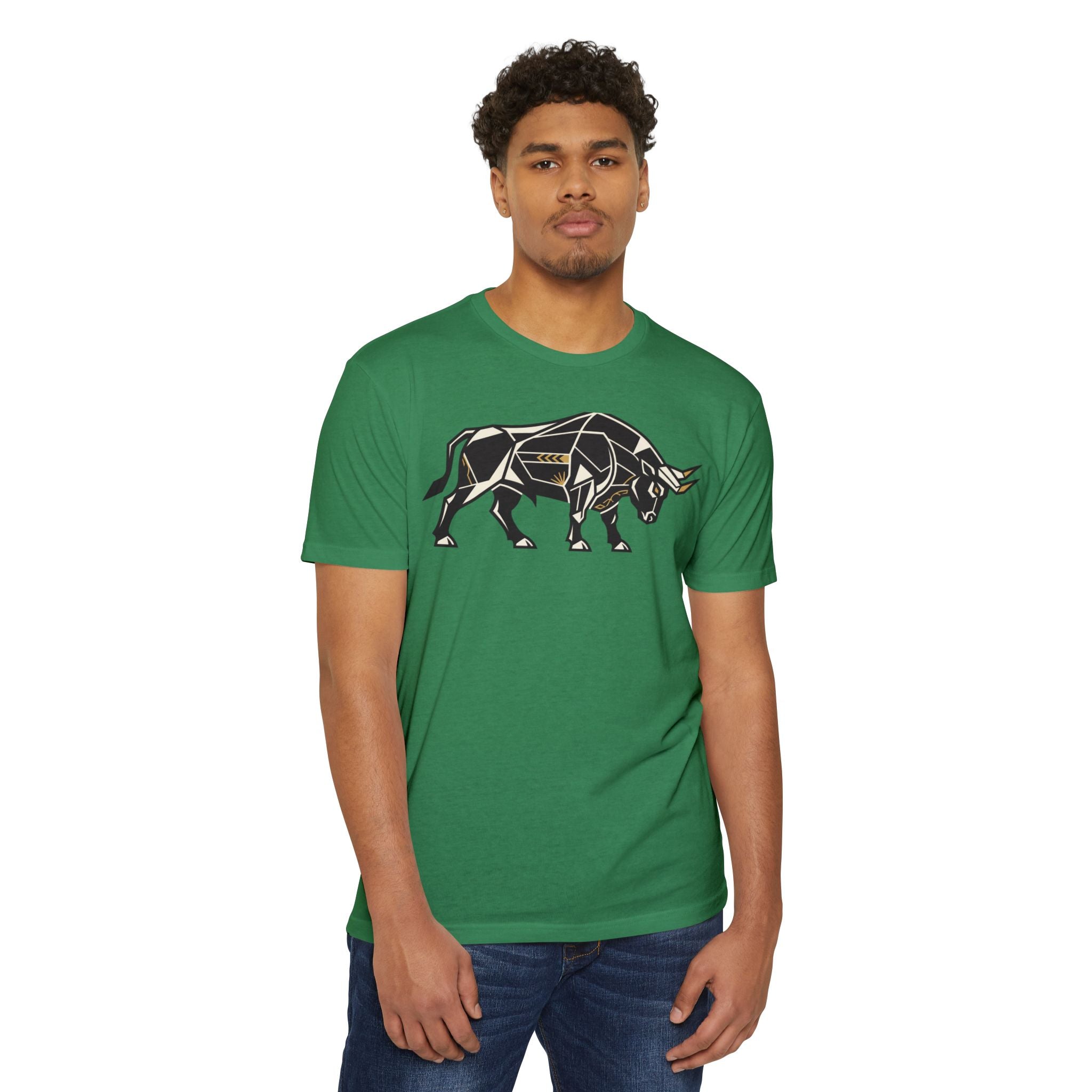 Bull T-Shirt Geometric Illustration Charging Bull Graphic Tee Animal Lover Gift Streetwear Unisex