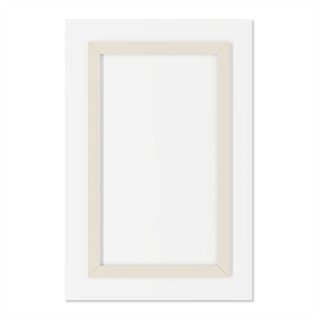 Acrylic print back view with light wood frame and white backing