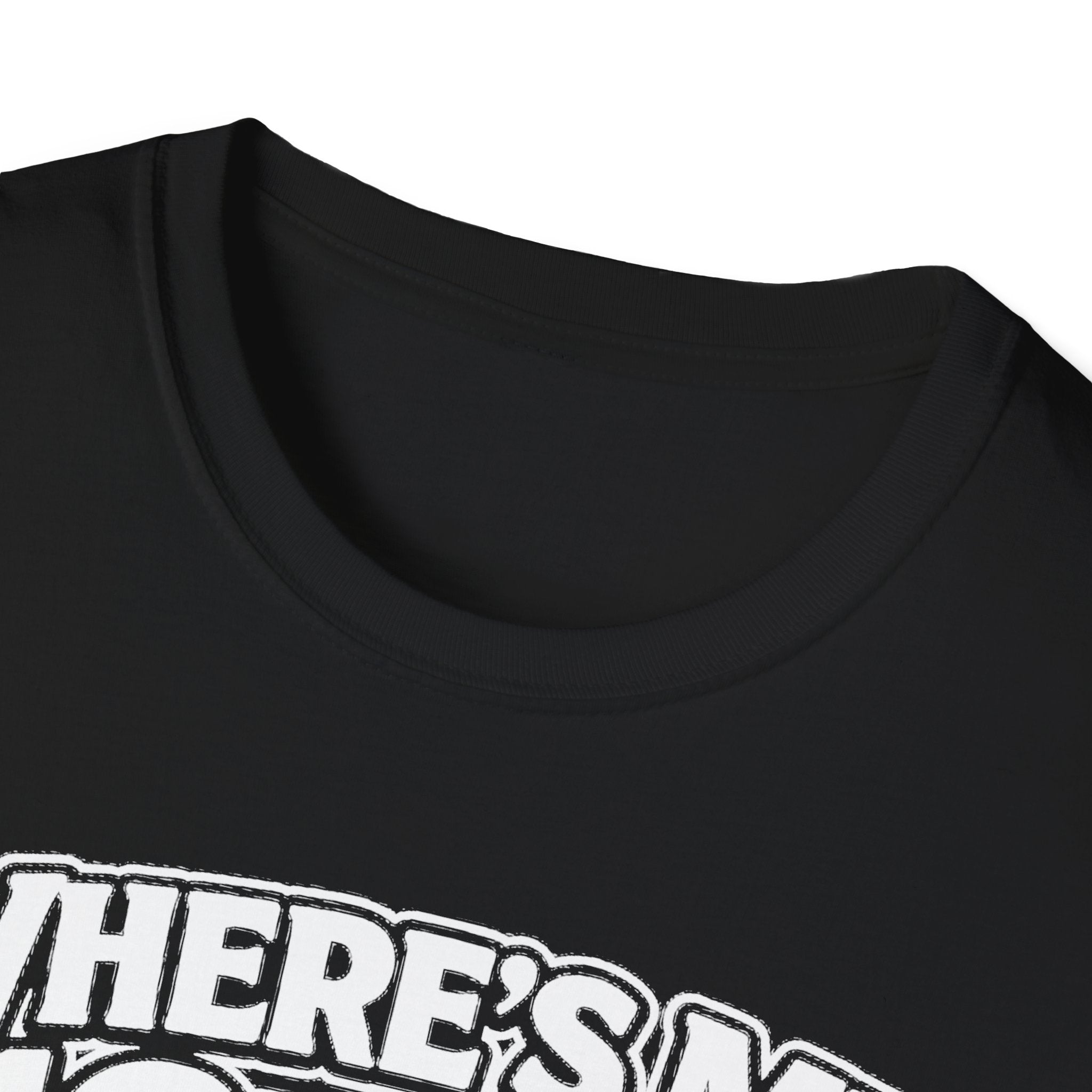 Black T-shirt neckline and sleeve with partial white “10MM” graphic