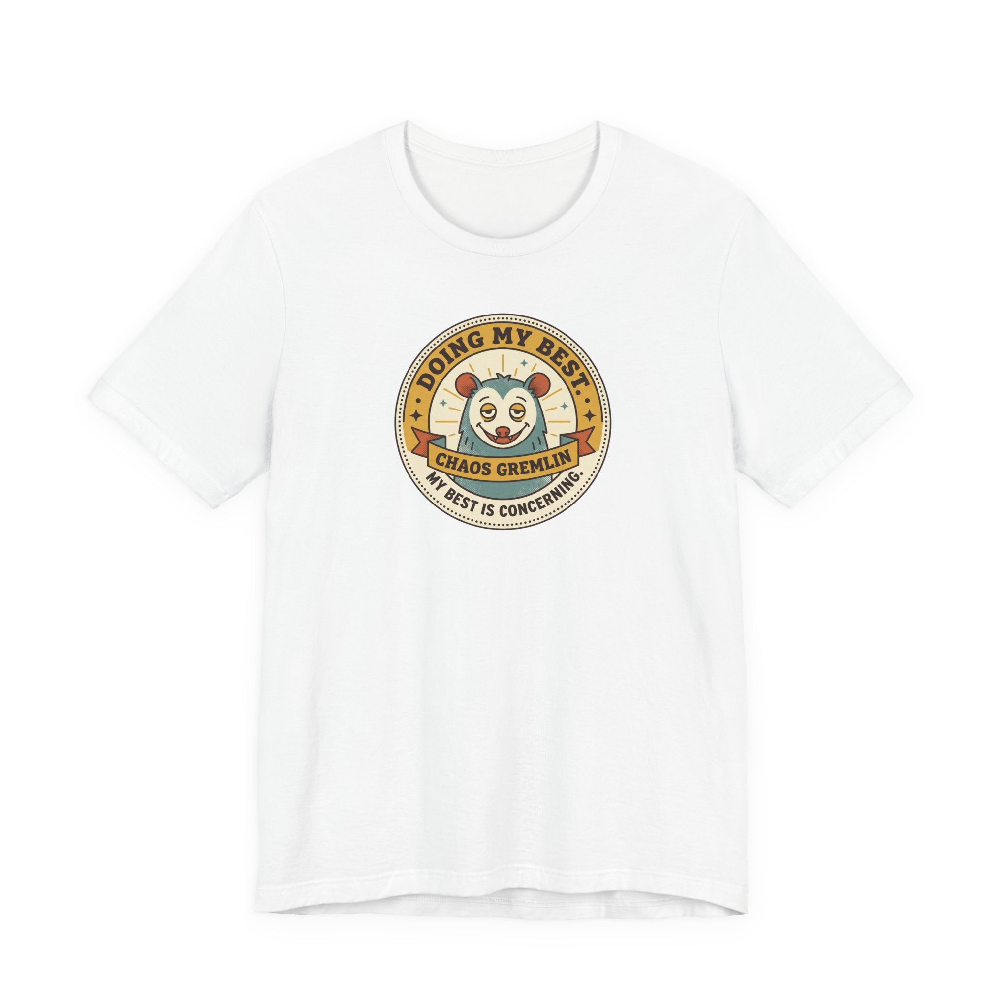 Doing My Best Chaos Gremlin Tee | Cute Cartoon Gremlin Badge Shirt