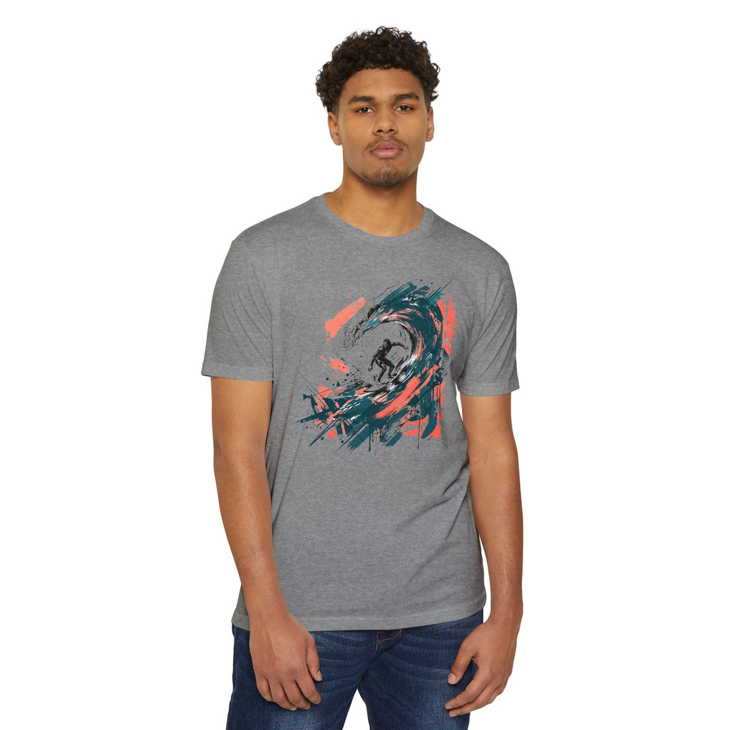 Surfer T-Shirt Wave Paintbrush Art Abstract Ocean Surf Graphic Tee Surfer Gift Beach Lover Unisex