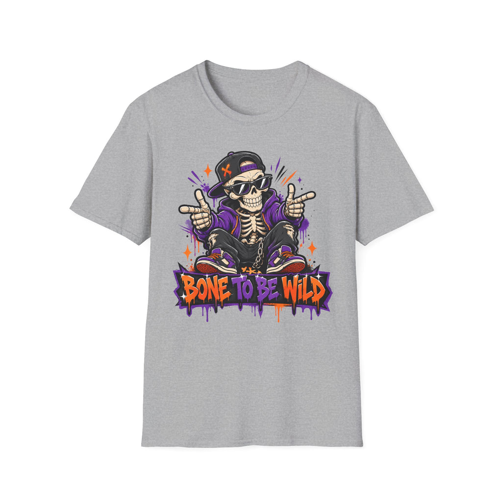 Bone To Be Wild Skeleton DJ T-Shirt | Halloween Skull Graphic Tee | Spooky Music Lover Shirt | Funny Skeleton Gift | Halloween Tee