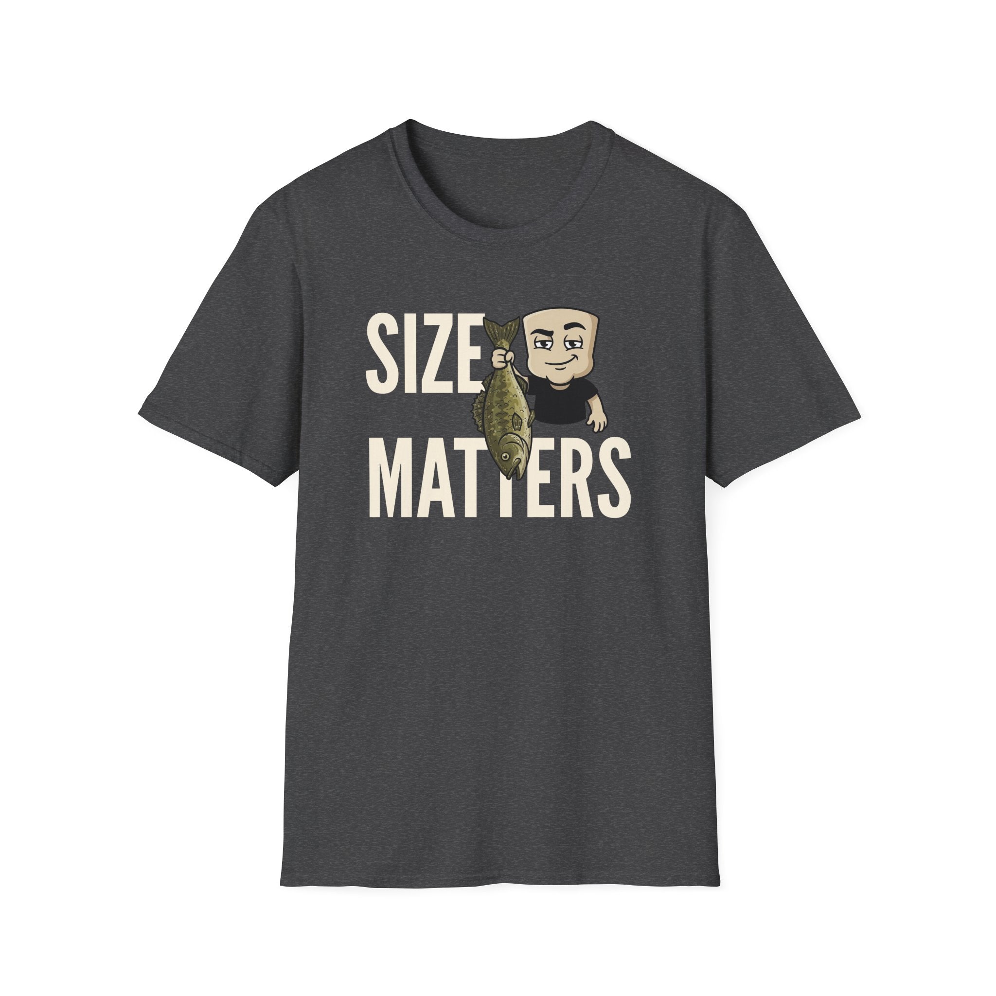 Size Matters T-Shirt, Funny Fishing Tee, Fisherman Angler Gift Shirt, Sarcastic Bass Fishing Humor Tee for Men & Women