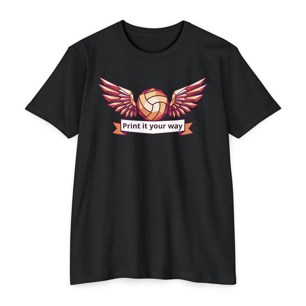 Custom Volleyball T-Shirt Personalized Winged Volleyball Banner Tee Add Your Name or Team Gift Unisex