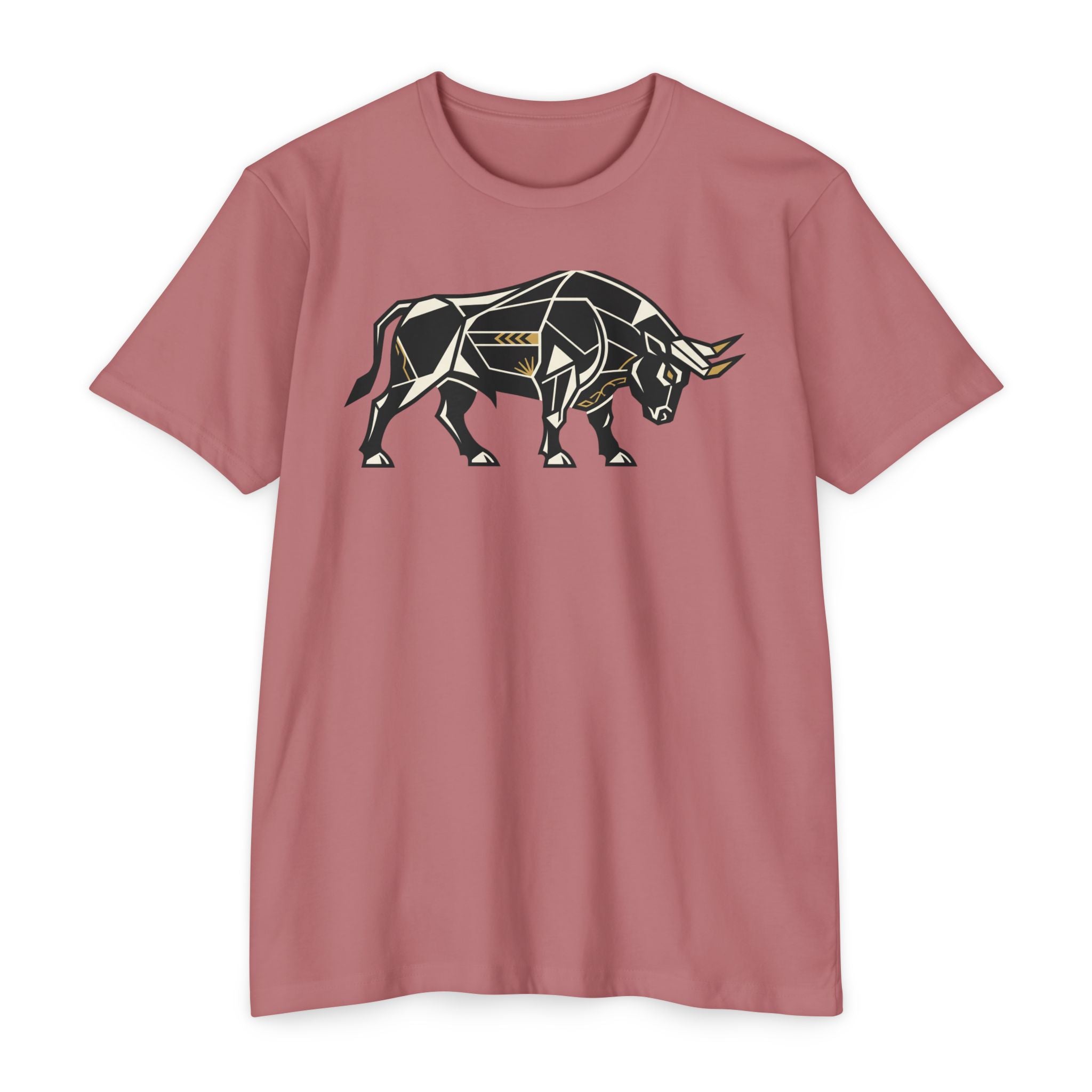 Bull T-Shirt Geometric Illustration Charging Bull Graphic Tee Animal Lover Gift Streetwear Unisex