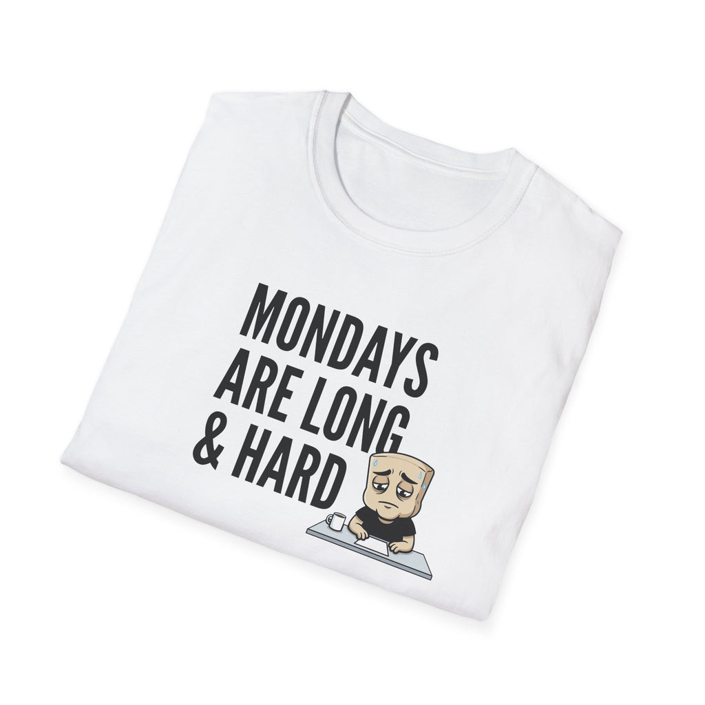 Mondays Are Long & Hard T-Shirt, Funny Coffee Lover Tee, Sarcastic Monday Mood Gift Shirt, Caffeine Humor Tee Men Women