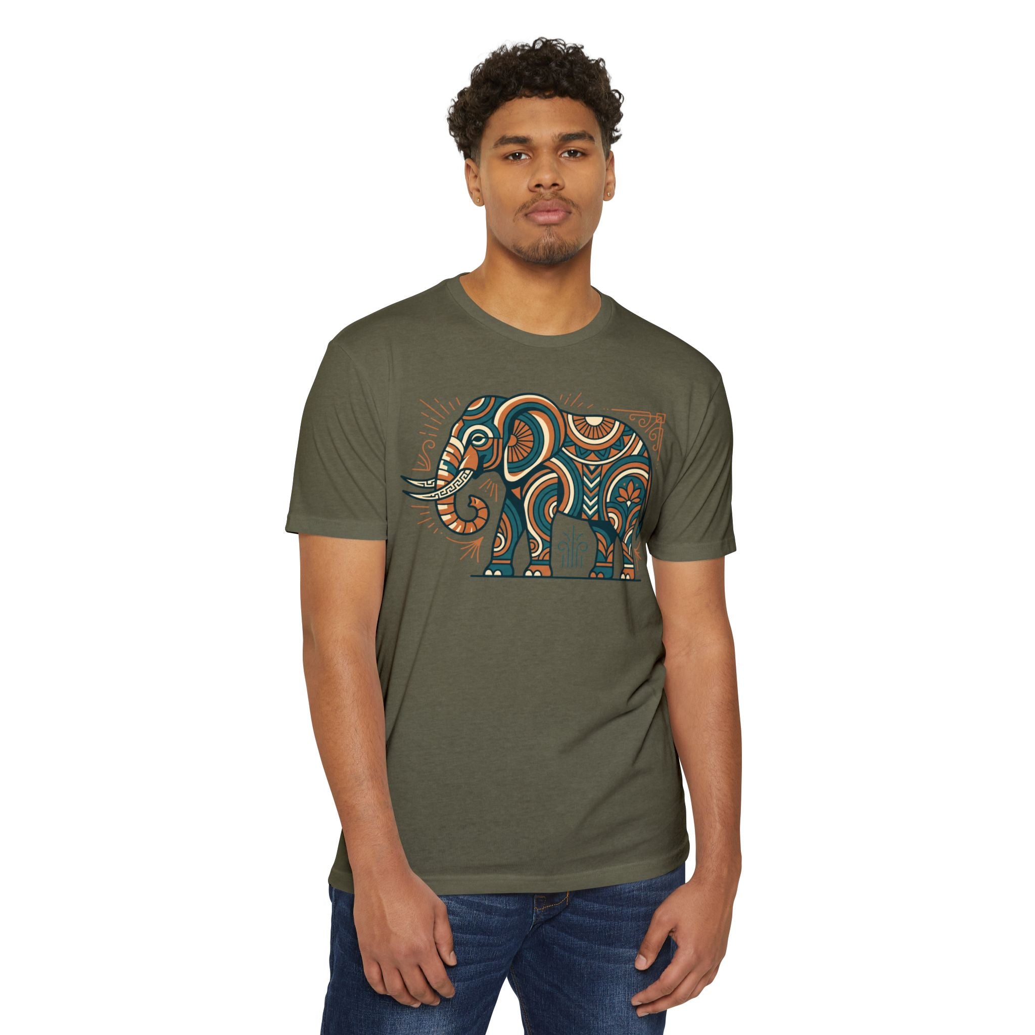 Elephant T-Shirt Boho Tribal Paisley Pattern Graphic Tee Elephant Lover Gift Nature Art Tee