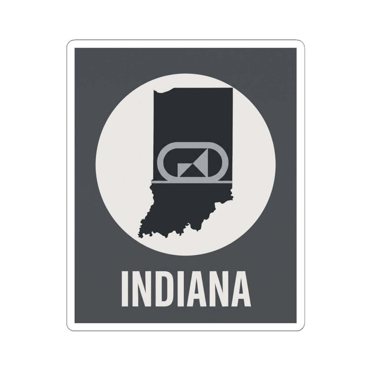 Indiana outline retro badge sticker featuring black silhouette and “INDIANA” word