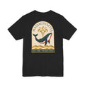 Black T-shirt with whale and Massachusetts emblem graphic