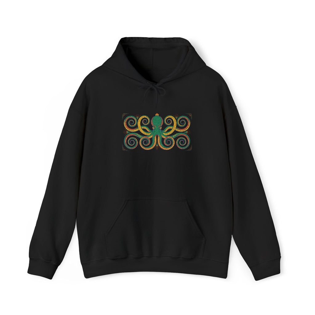 Green Octopus Spiral Art Hoodie | Nautical Sea Creature Sweatshirt, Unisex Ocean Art Gift Pullover