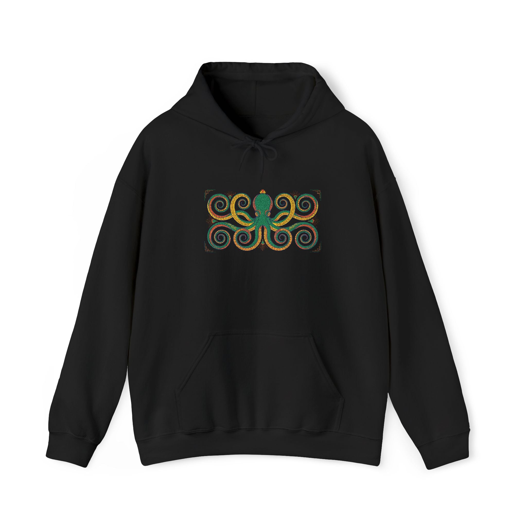 Green Octopus Spiral Art Hoodie | Nautical Sea Creature Sweatshirt, Unisex Ocean Art Gift Pullover
