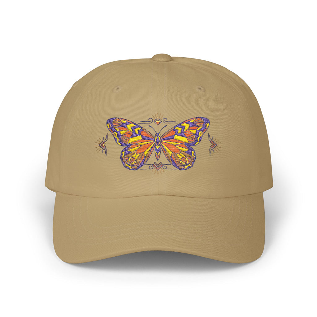 Butterfly Embroidered Dad Cap — Colorful Mosaic Moth Baseball Hat