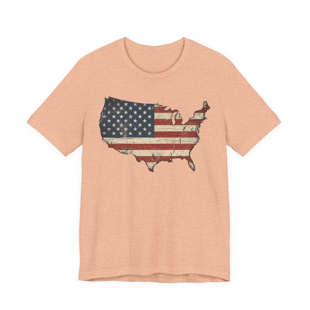 Distressed American Flag USA Map T-Shirt | Patriotic United States Tee