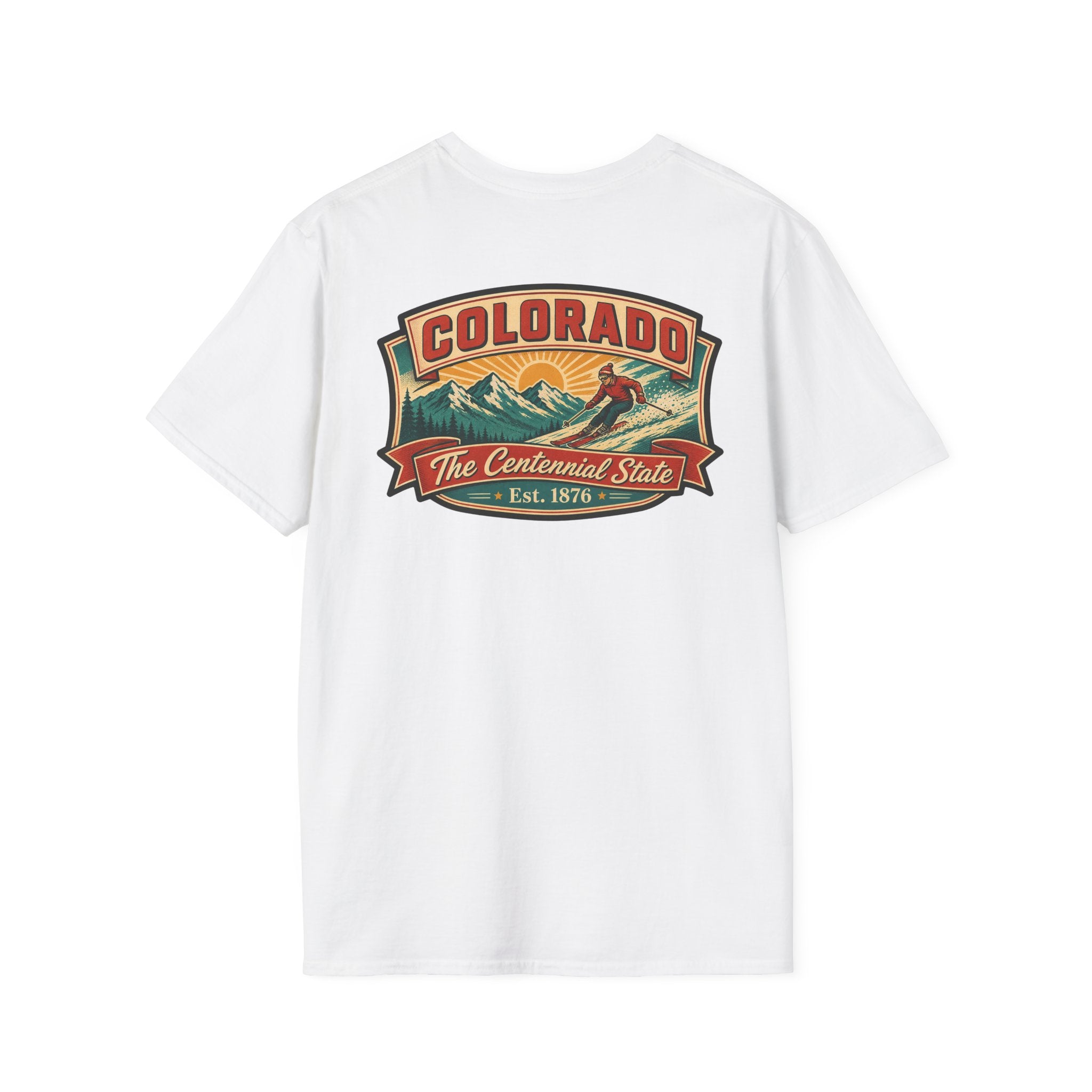 White t-shirt with Colorado Centennial State logo graphic on chest