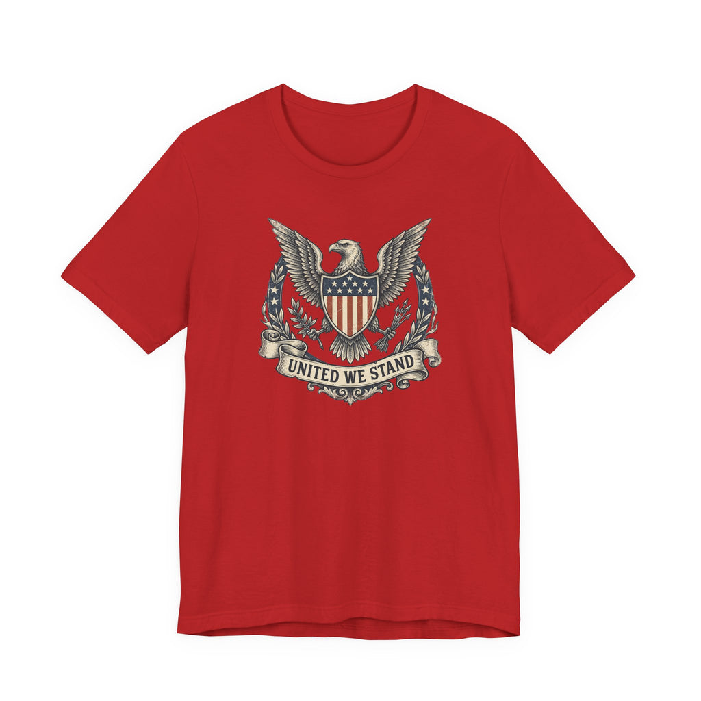 American Eagle Shield United We Stand T-Shirt | Patriotic USA Flag Crest Graphic Tee