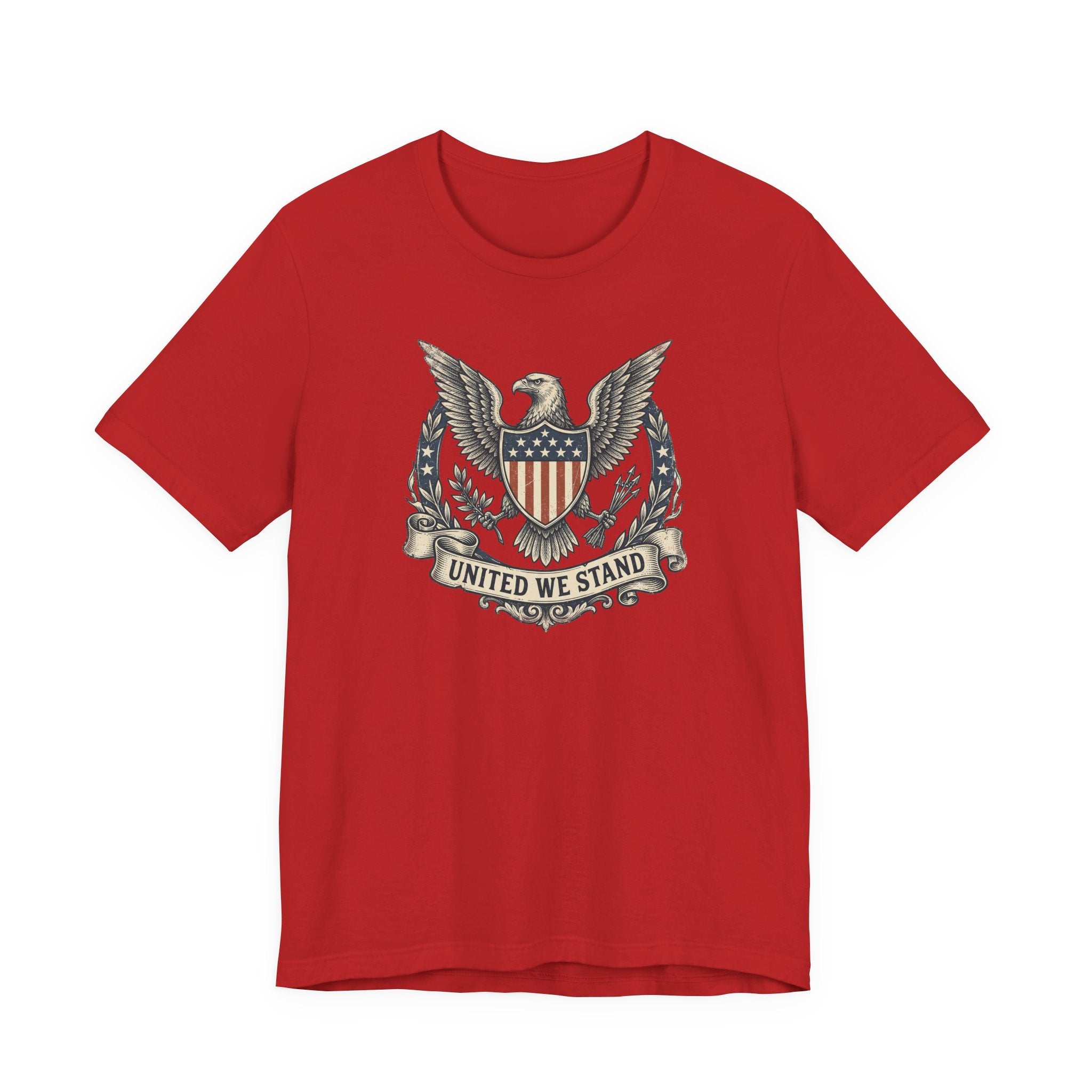 American Eagle Shield United We Stand T-Shirt | Patriotic USA Flag Crest Graphic Tee