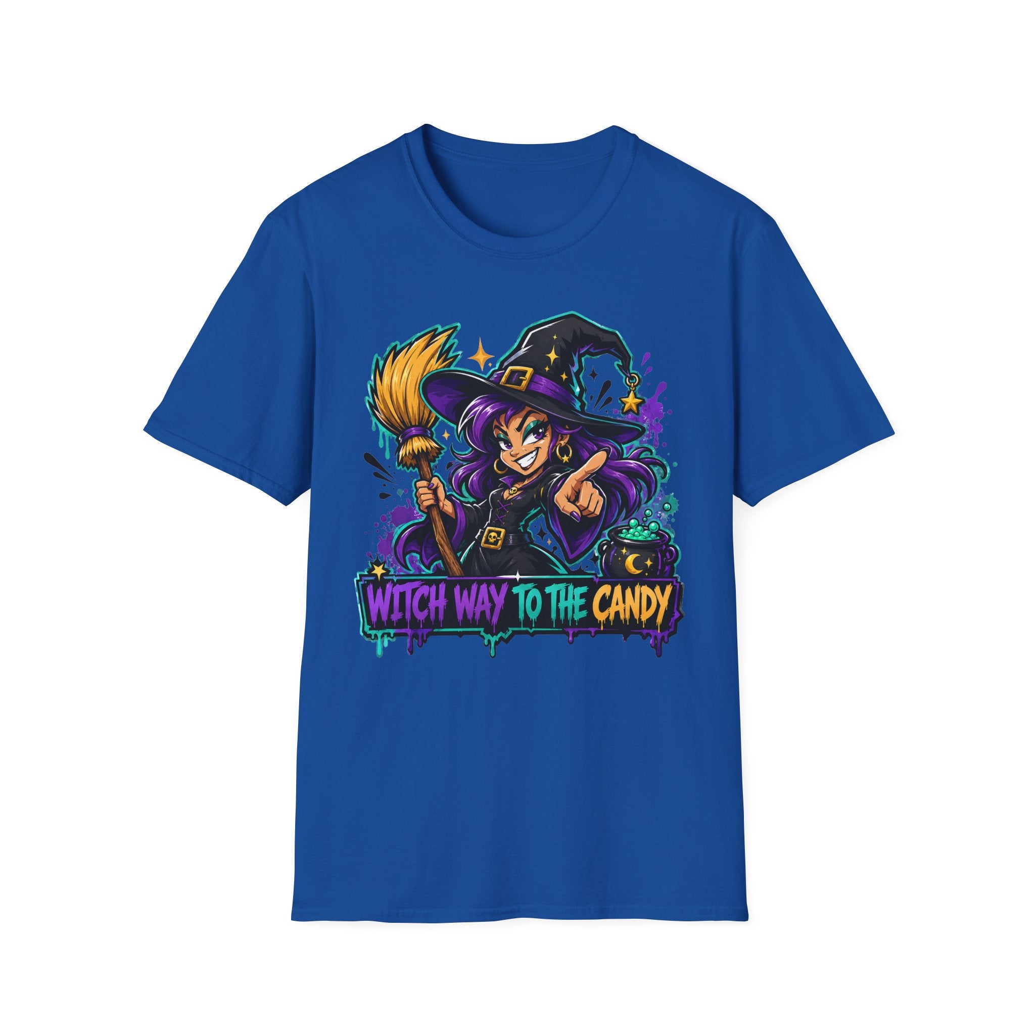Witch Way To The Candy T-Shirt | Funny Halloween Witch Graphic Tee | Spooky Season Gift | Trick or Treat Shirt