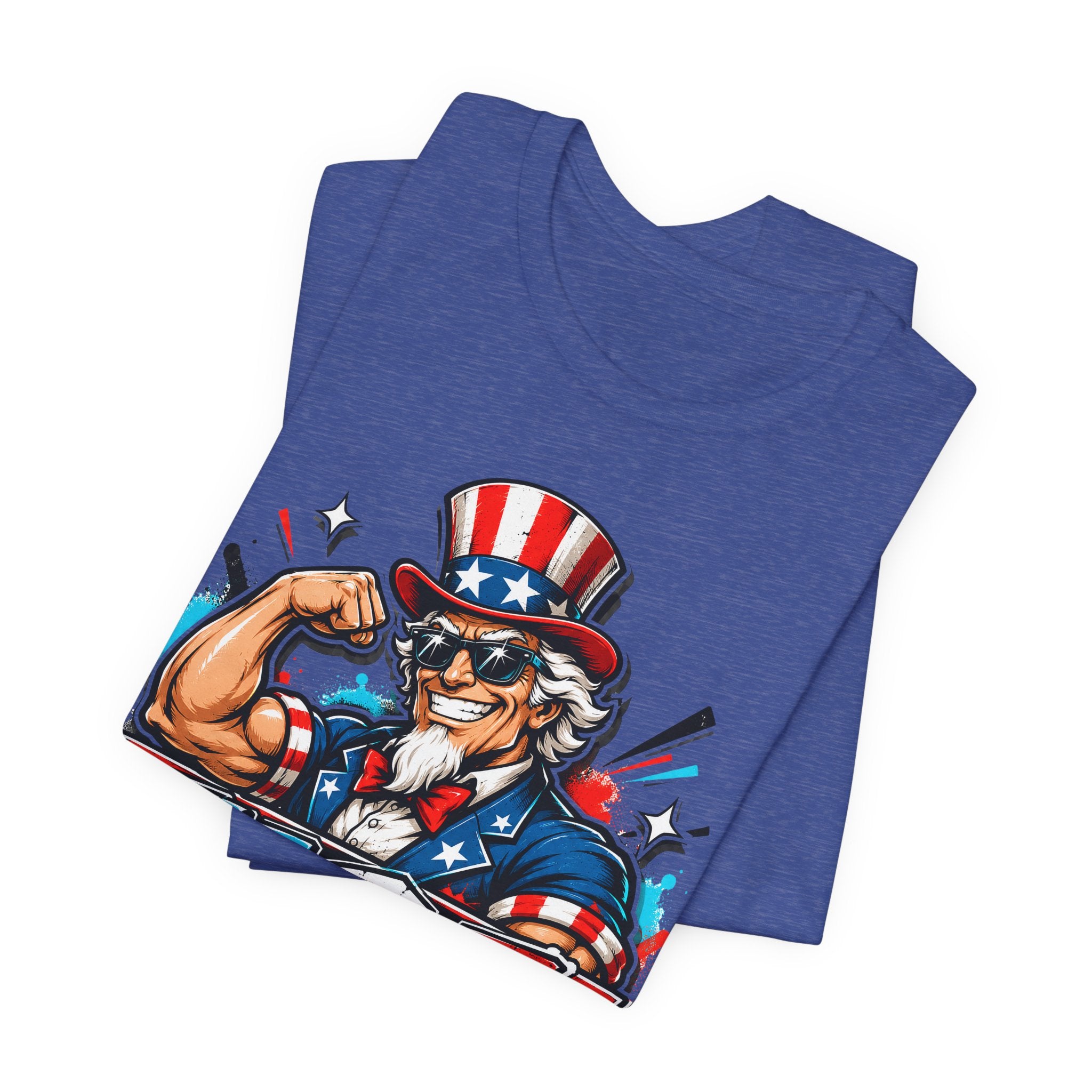 Patriotic Uncle Sam Muscle USA T-Shirt | 4th of July American Flag Graphic Tee