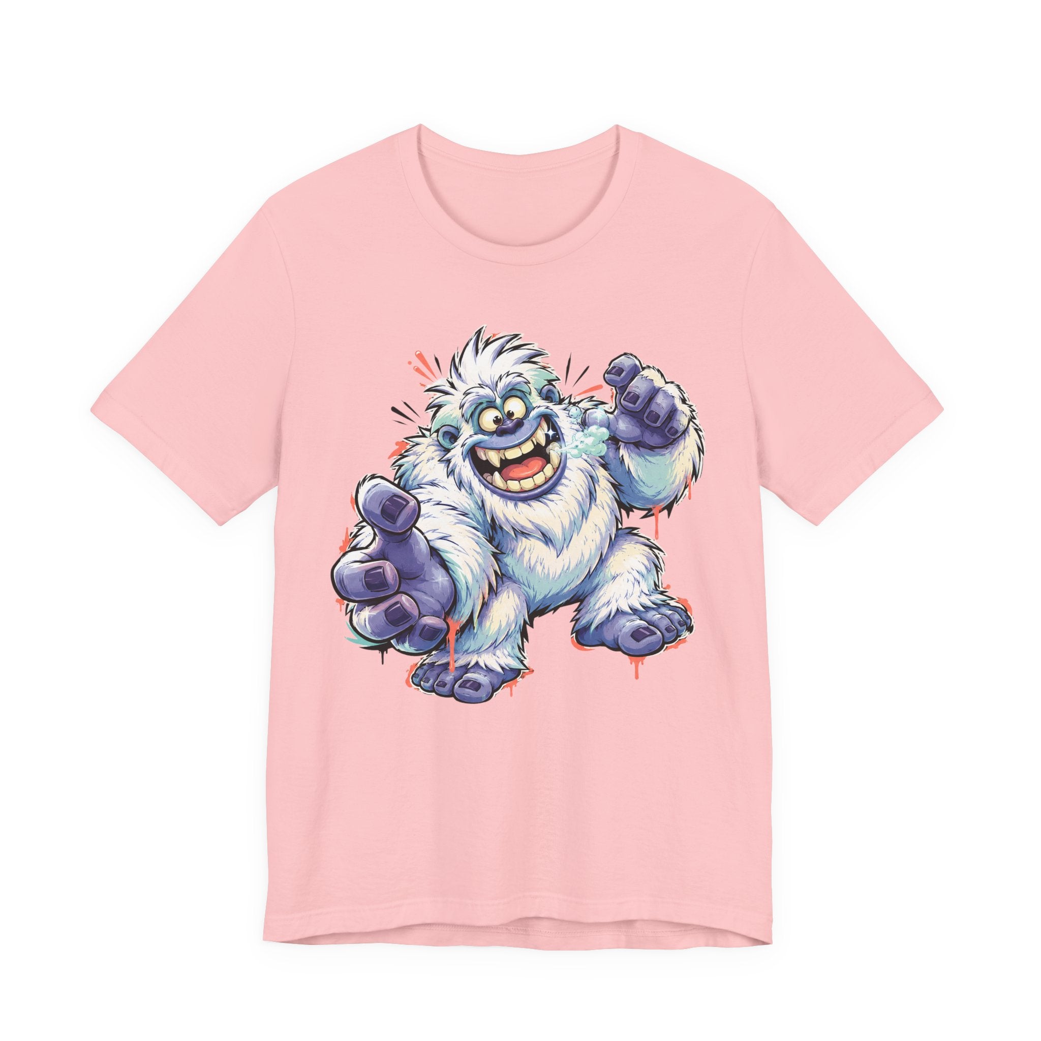 Playful Yeti Monster T-Shirt | Cartoon Sasquatch Tee, Snow Creature Illustration, Fun Unisex Gift