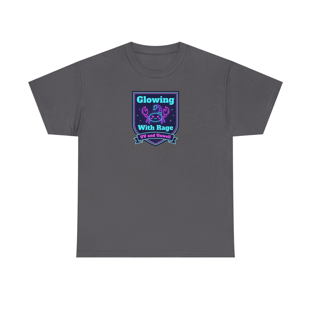 Glowing With Rage tee | Neon Skull Shield design