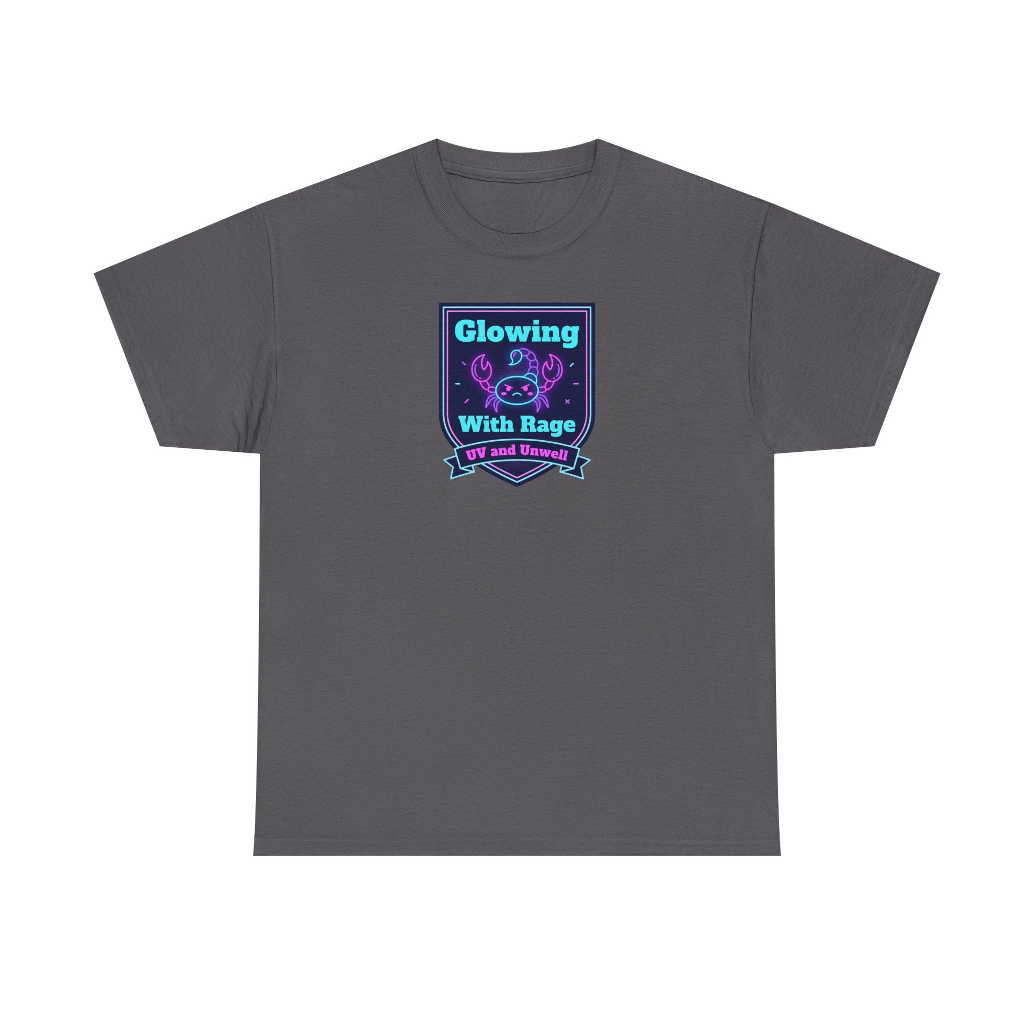 Glowing With Rage tee | Neon Skull Shield design