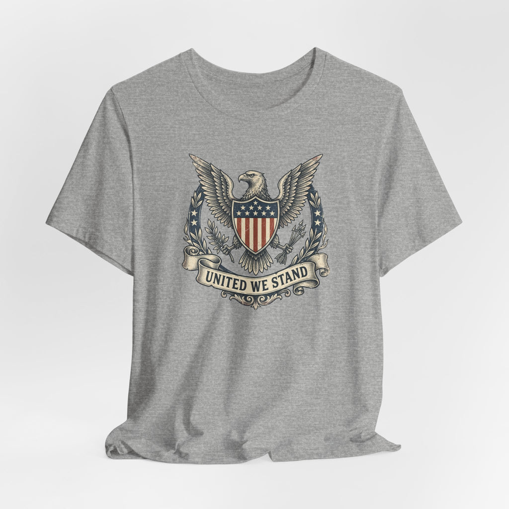 American Eagle Shield United We Stand T-Shirt | Patriotic USA Flag Crest Graphic Tee
