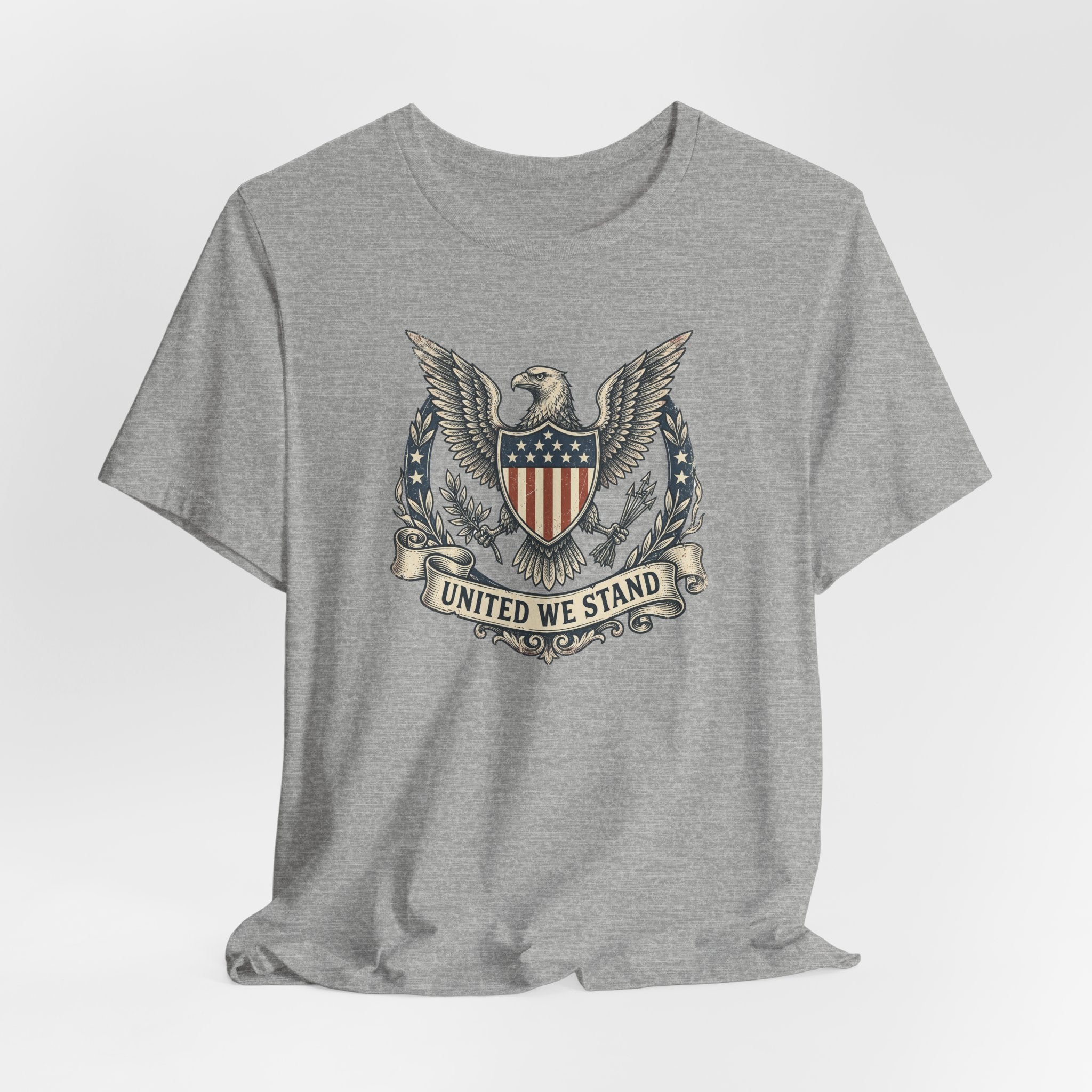 American Eagle Shield United We Stand T-Shirt | Patriotic USA Flag Crest Graphic Tee